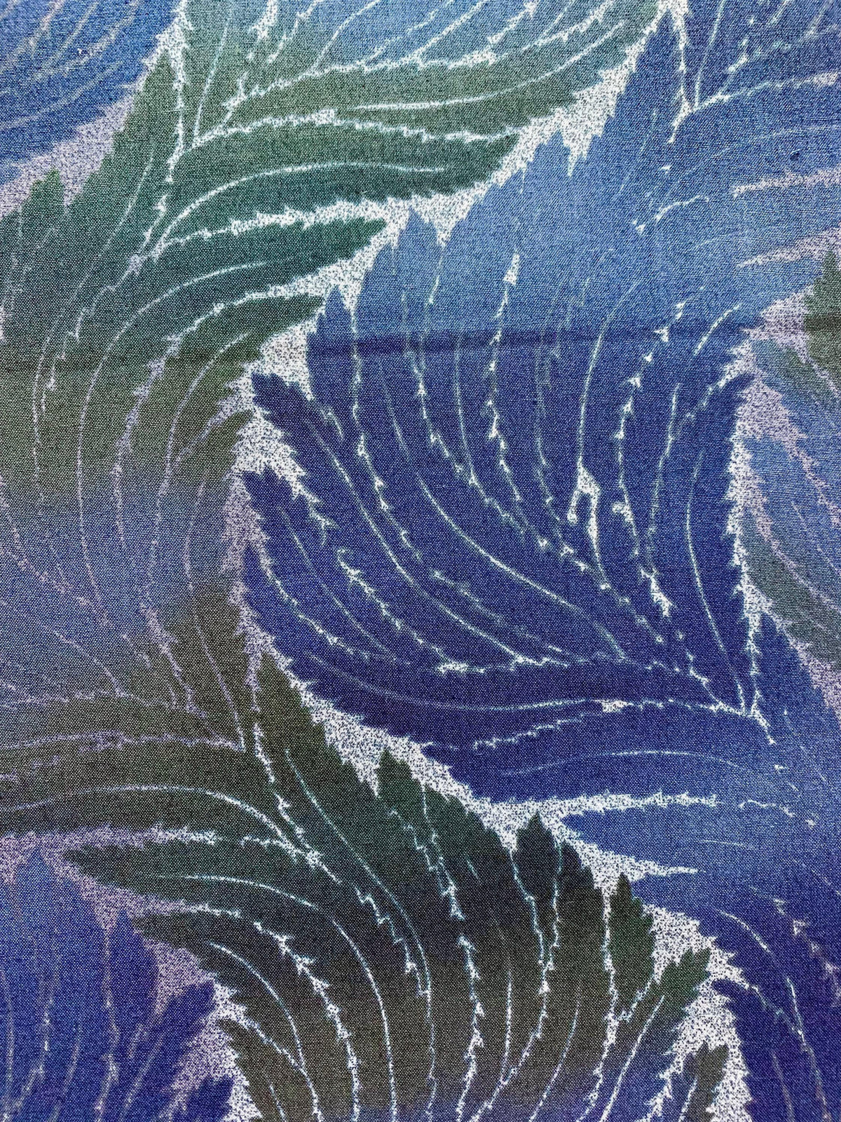Feather Handworks Japanese printed cotton taupe fabric SP10242S-F lapis blue