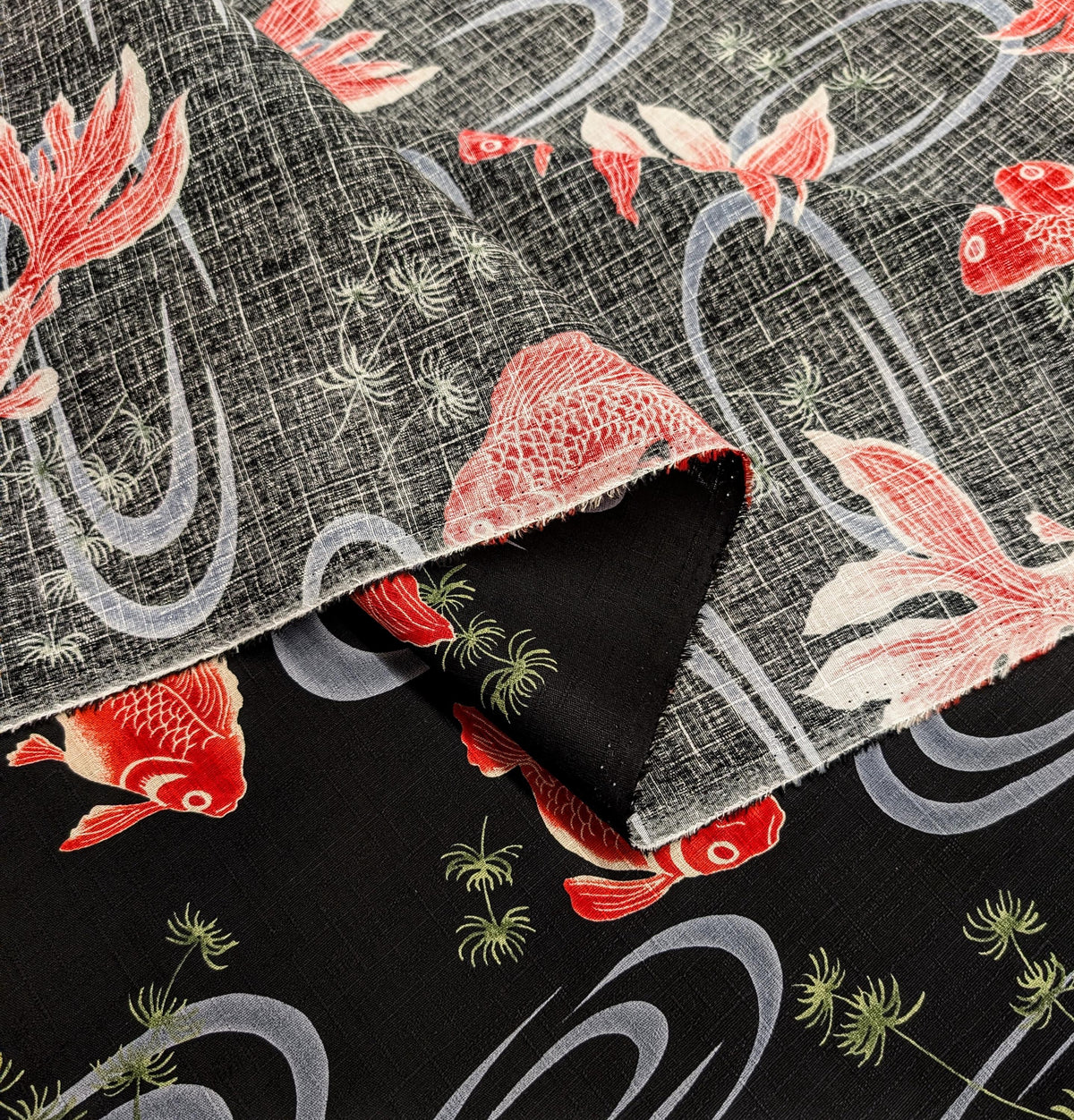NEW Hokkoh Kingyo Japanese cotton dobby fabric 1025-1100-2-E black