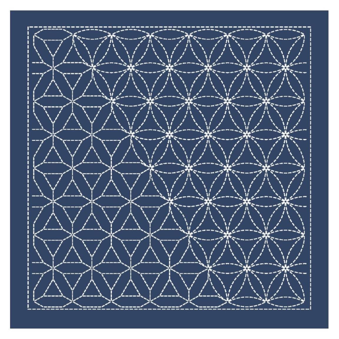 Olympus - Nagomi Collection "Hanaguruma" Cotton Sashiko Sampler Cloth - Navy