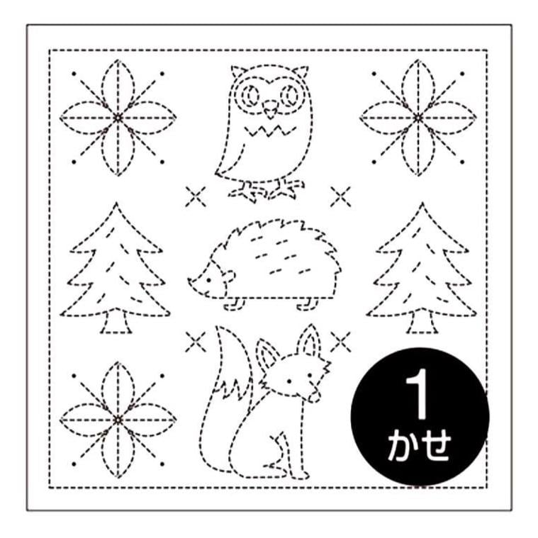 Olympus - Forest Cotton Sashiko Sampler Cloth - White