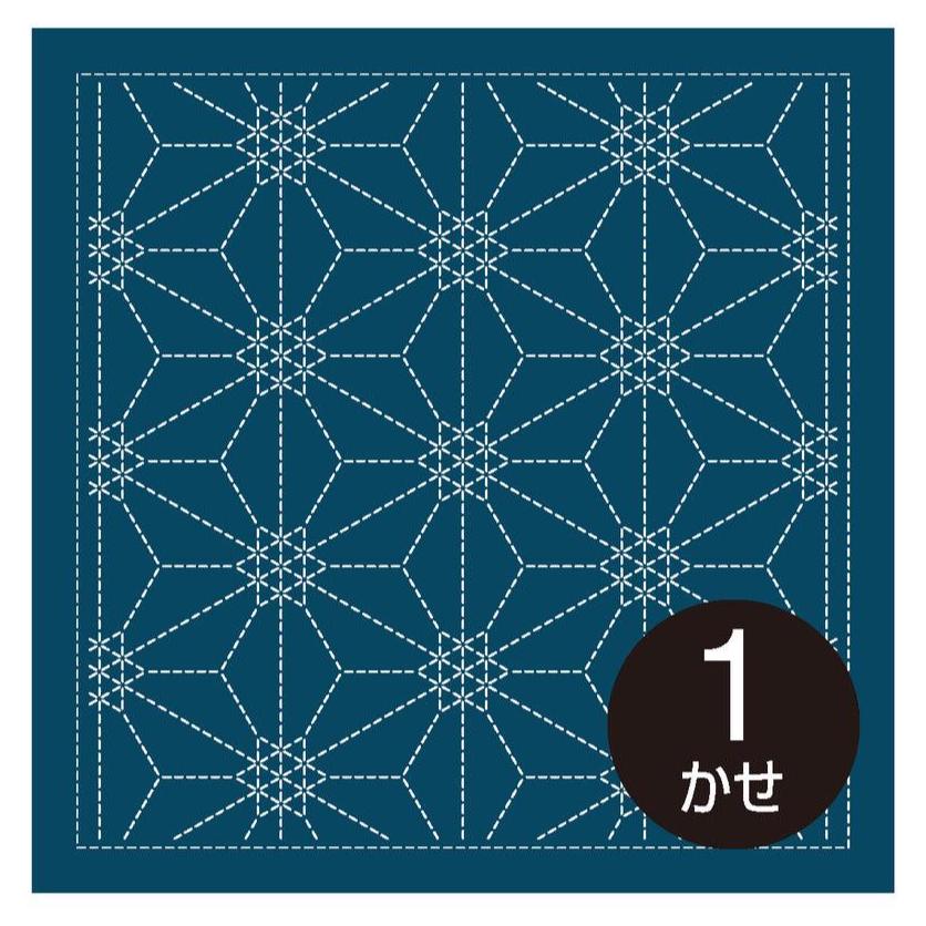 Olympus - Nagomi Collection "Rokkaku-Kamon" Cotton Sashiko Sampler Cloth - Navy