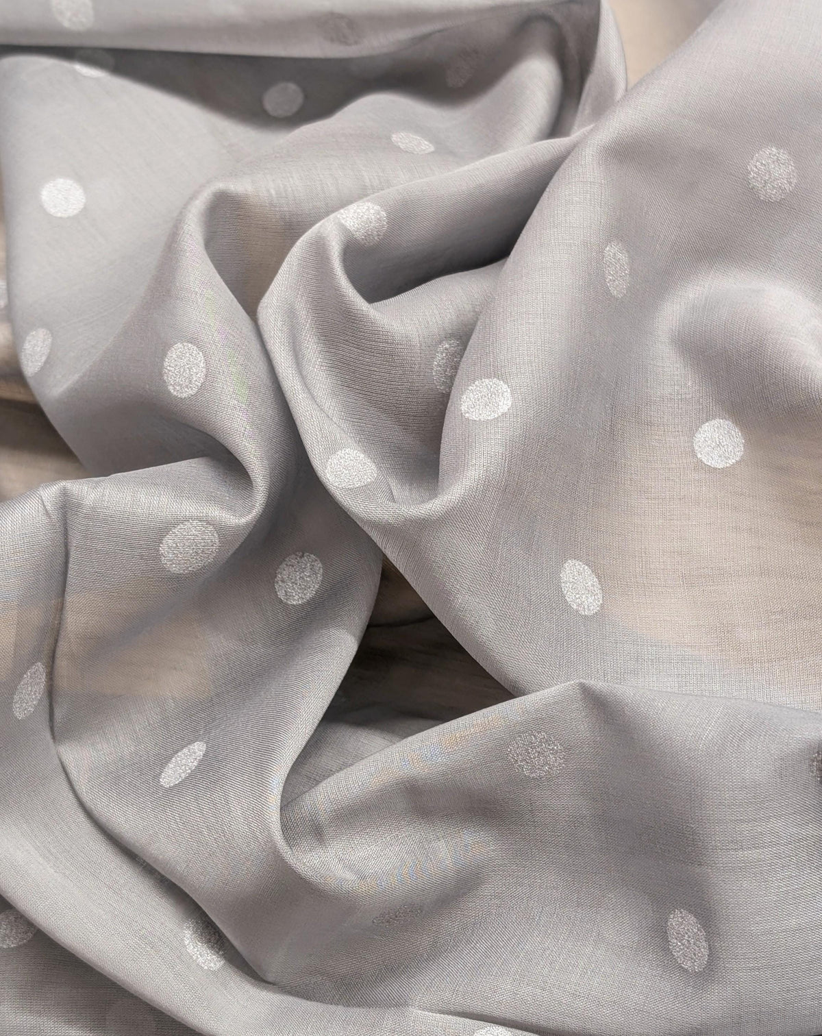 New Hokkoh - Sheer Polka Dotted Japanese Cotton Voile Fabric - Gray 7026-510-1-C