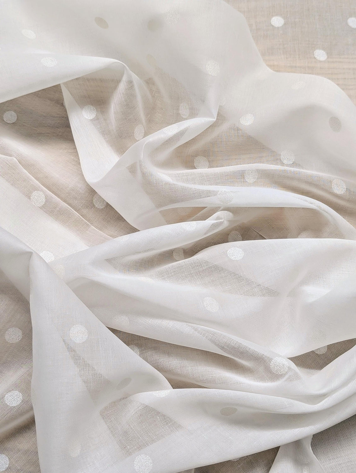 New Hokkoh - Sheer Polka Dotted Japanese Cotton Voile Fabric - White 7026-510-1-A