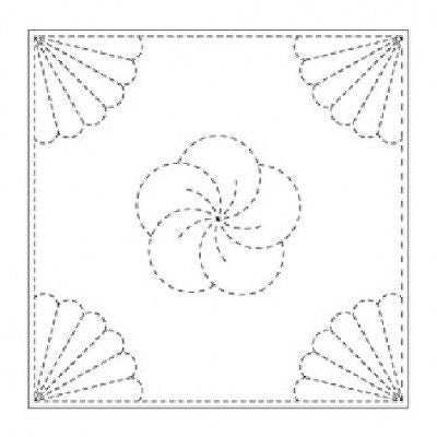 Yokota - Chrysanthemum and Plum Blossom Cotton Sashiko Fukin Sampler Cloth - White