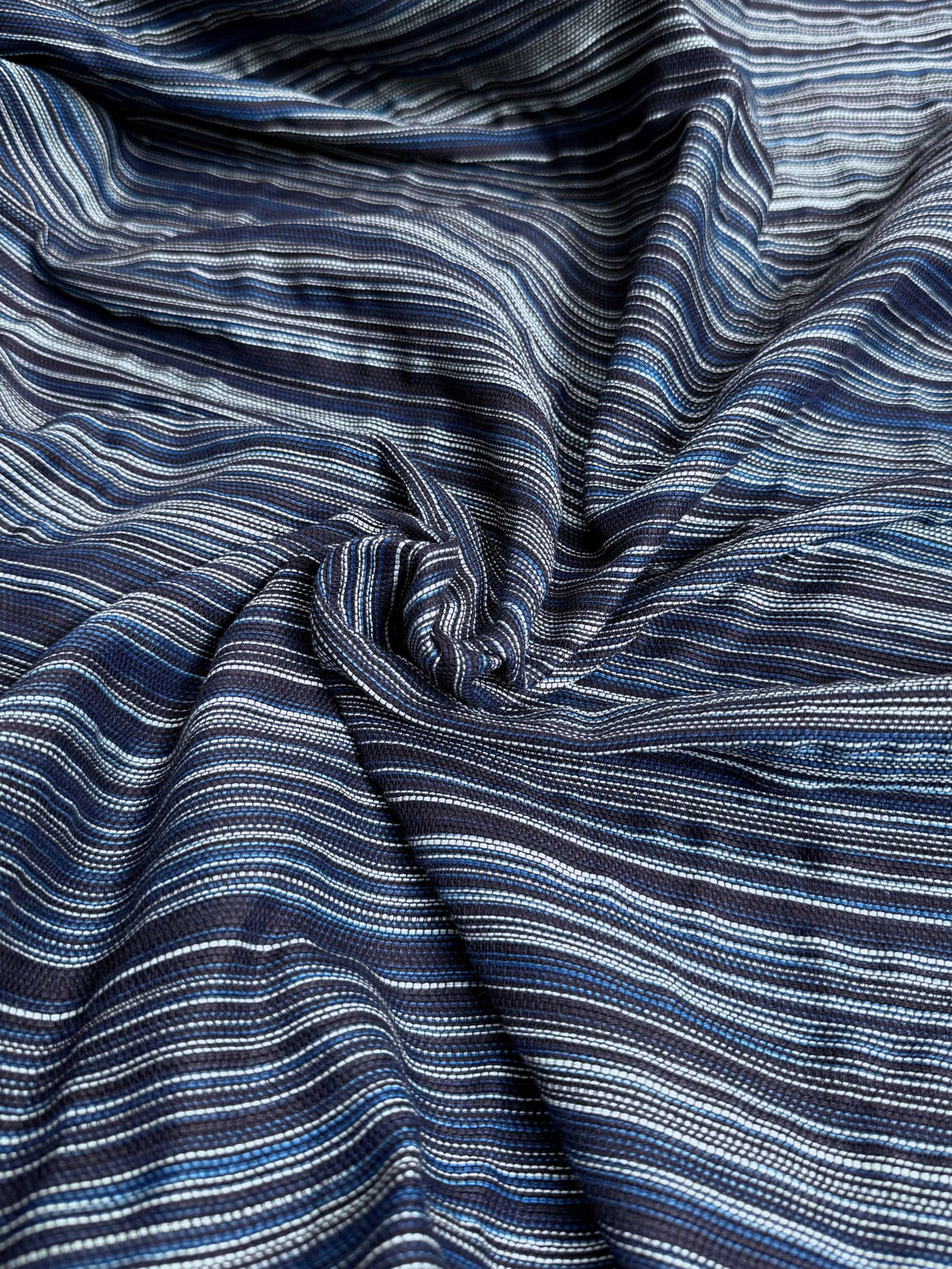 Orimono Imports - Woven Kasuri Sashi Stripe Cotton Fabric Dyed with Aizome Botanical Indigo