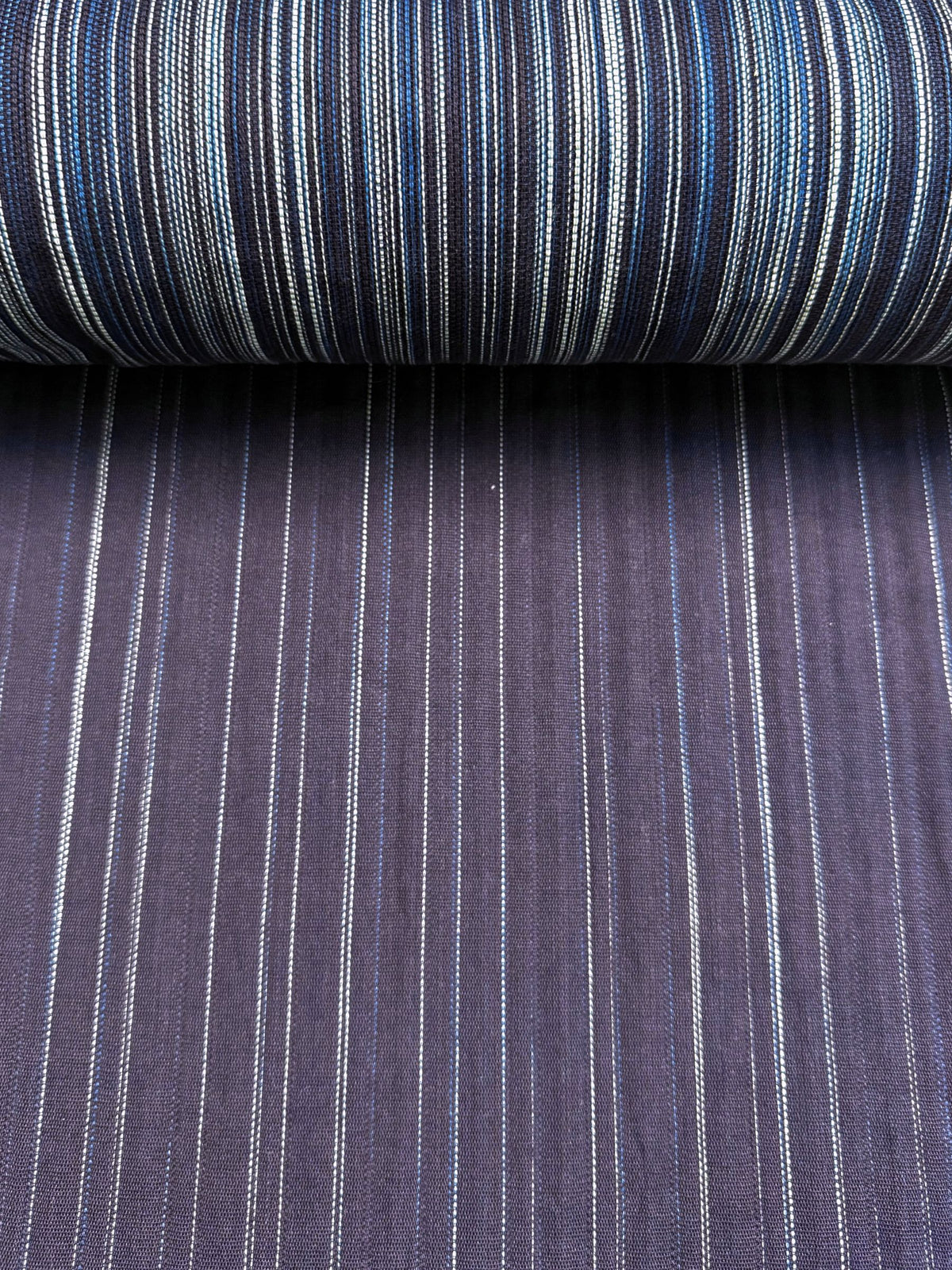 Orimono Imports - Woven Kasuri Sashi Stripe Cotton Fabric Dyed with Aizome Botanical Indigo