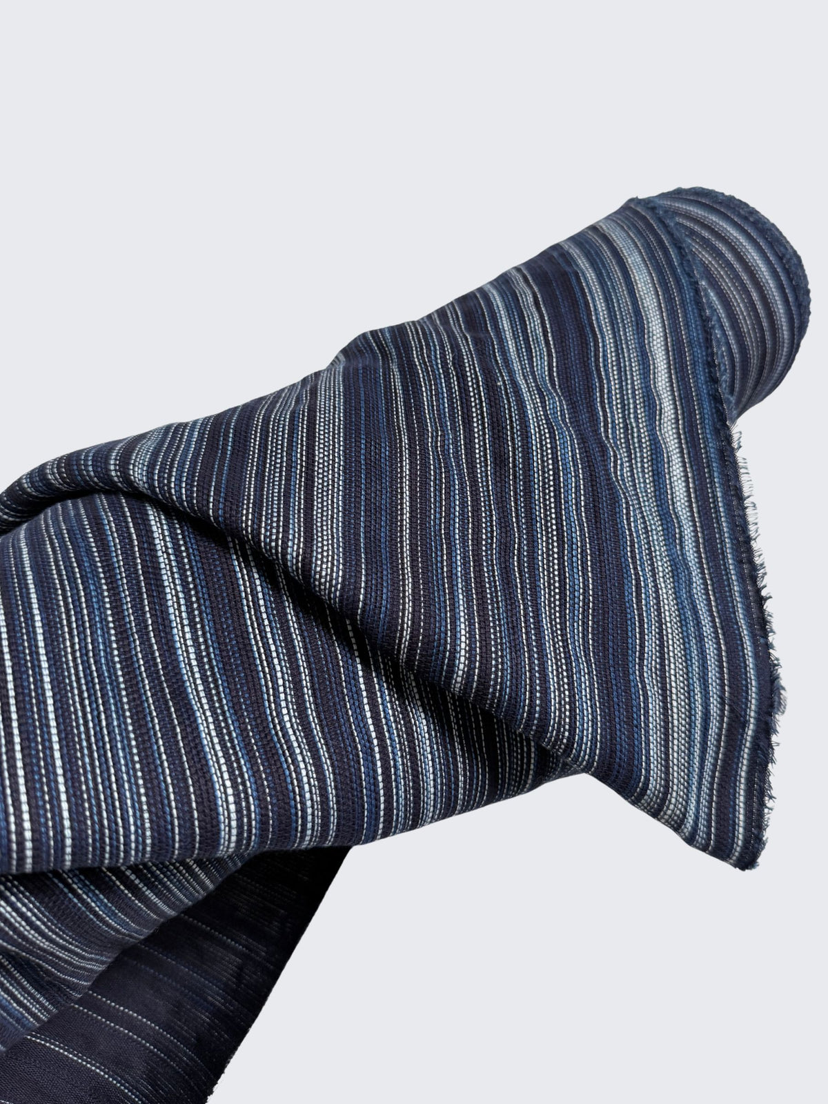Orimono Imports - Woven Kasuri Sashi Stripe Cotton Fabric Dyed with Aizome Botanical Indigo