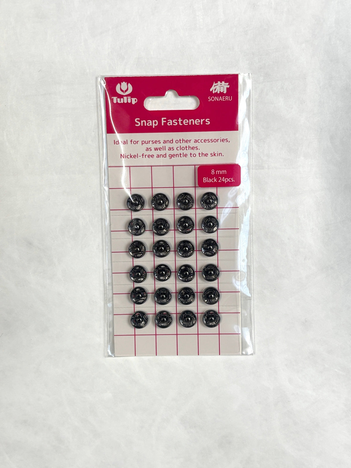 Tulip - "Sonaeru 備" Snap Fasteners Various Sizes 7mm to 21mm - Black