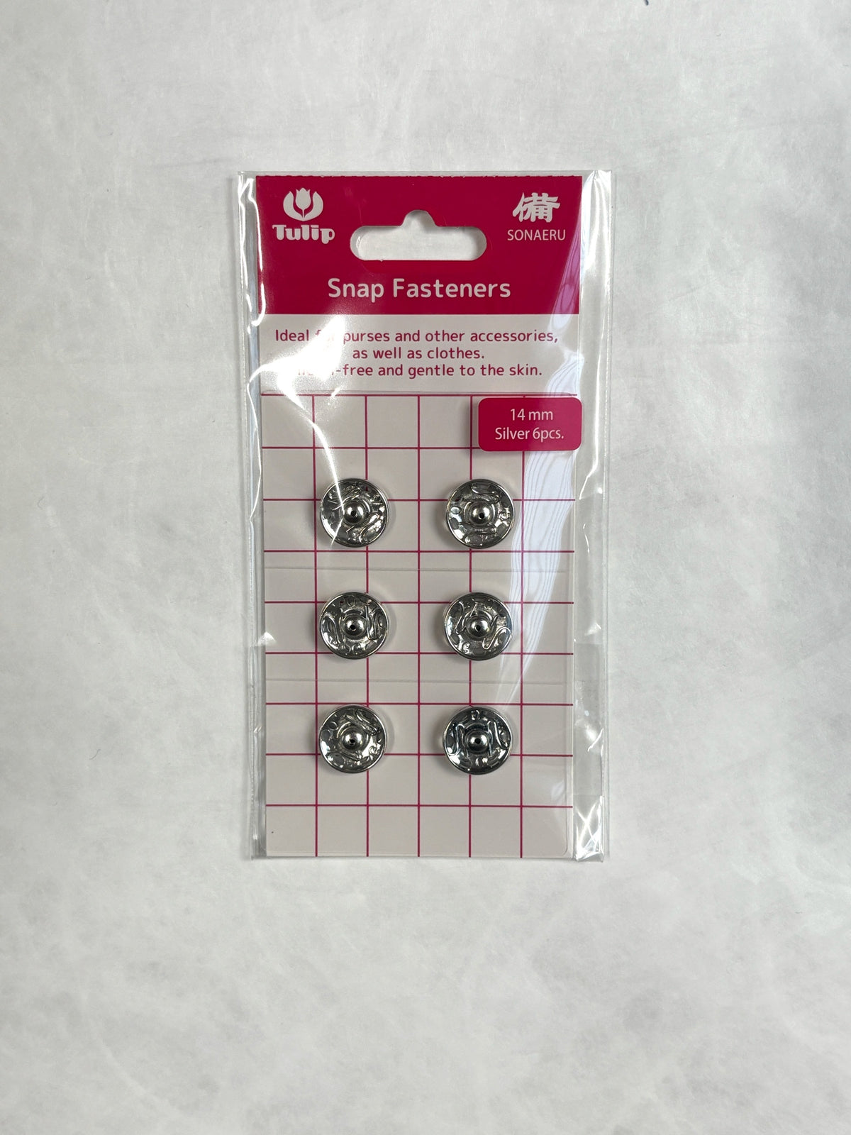 Tulip - "Sonaeru 備" Snap Fasteners Various Sizes 7mm to 21mm - Silver