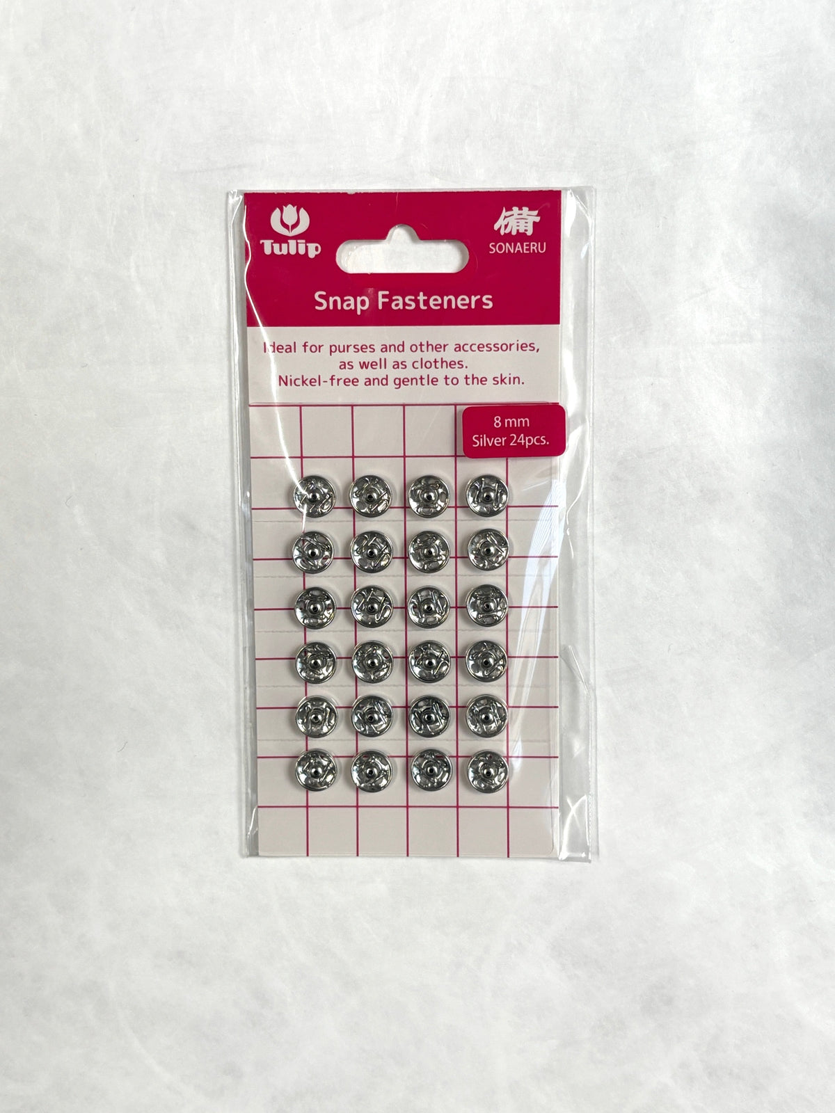 Tulip - "Sonaeru 備" Snap Fasteners Various Sizes 7mm to 21mm - Silver