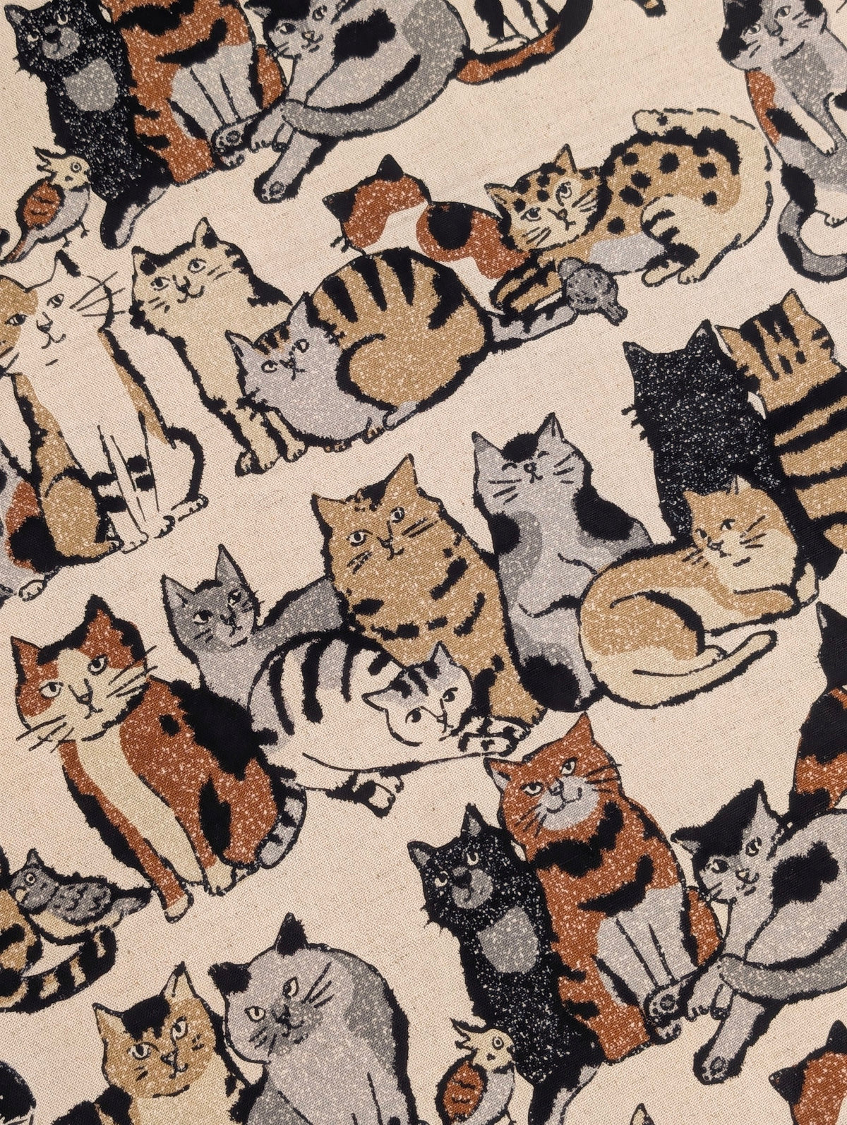 Kokka - Artsy Cats Cotton Linen Canvas - Beige