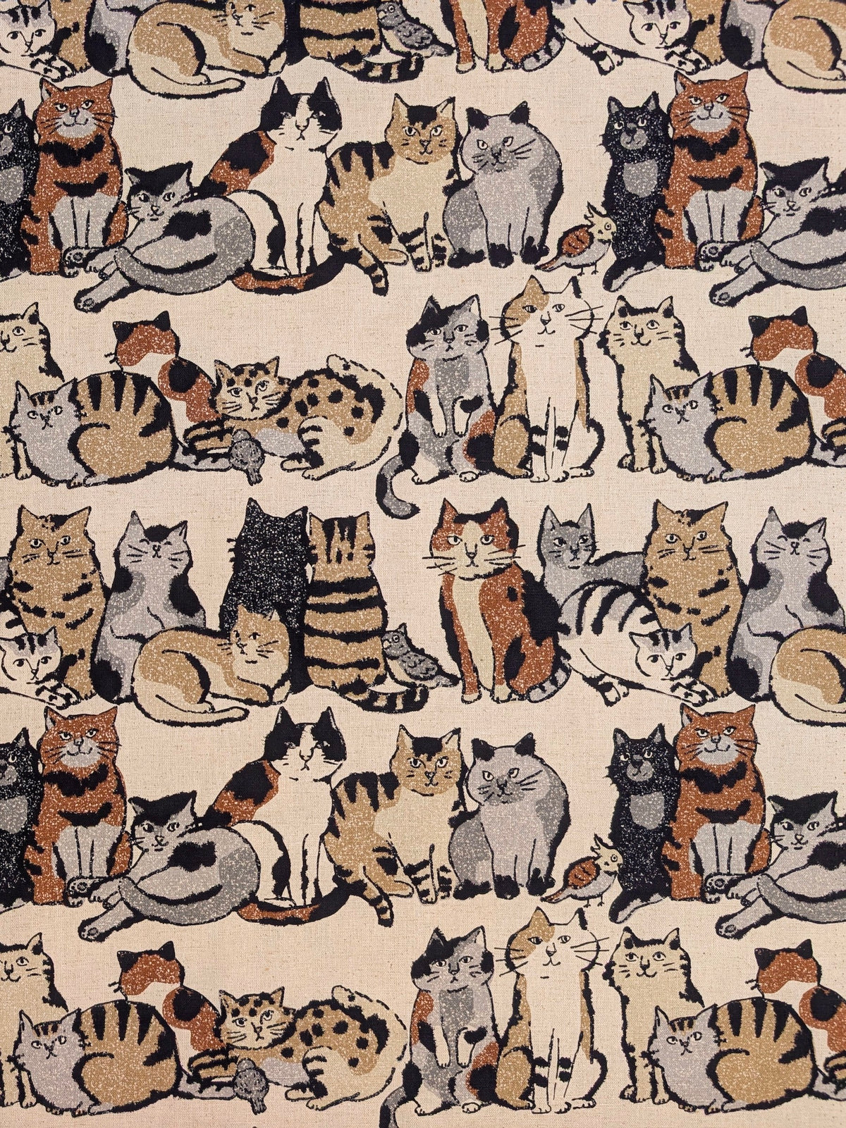 Kokka - Artsy Cats Cotton Linen Canvas - Beige