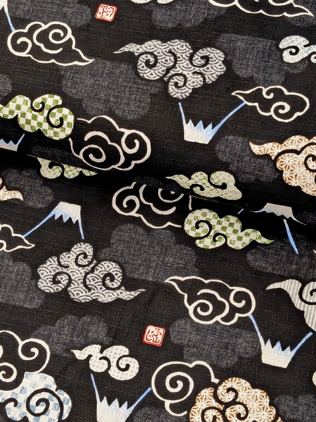 Kokka - Cloudy Mountains Cotton Dobby - Black