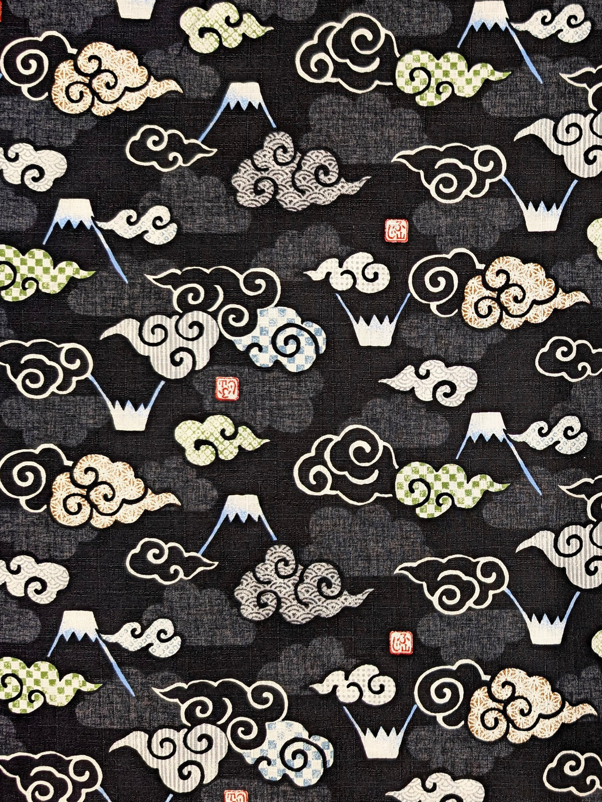 Kokka - Cloudy Mountains Cotton Dobby - Black