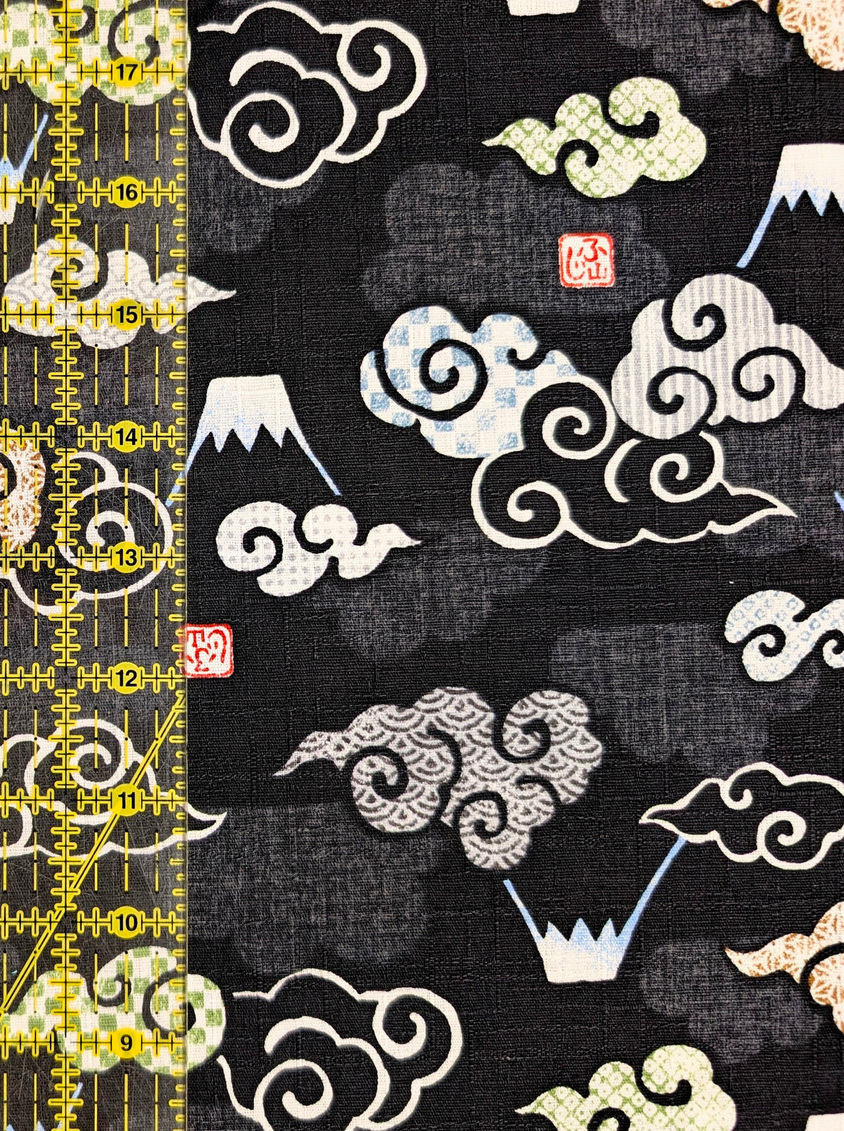 Kokka - Cloudy Mountains Cotton Dobby - Black