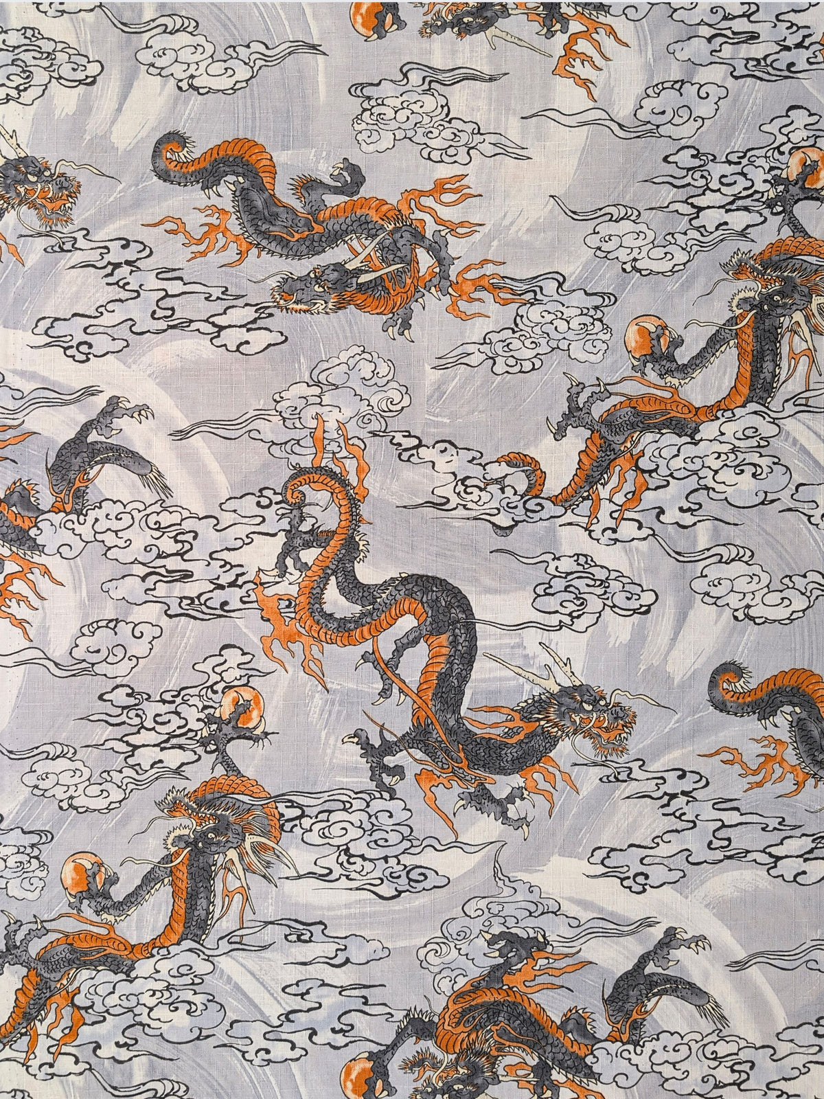 Hokkoh - Ryūjin Water Dragon Cotton Dobby Fabric - Gray
