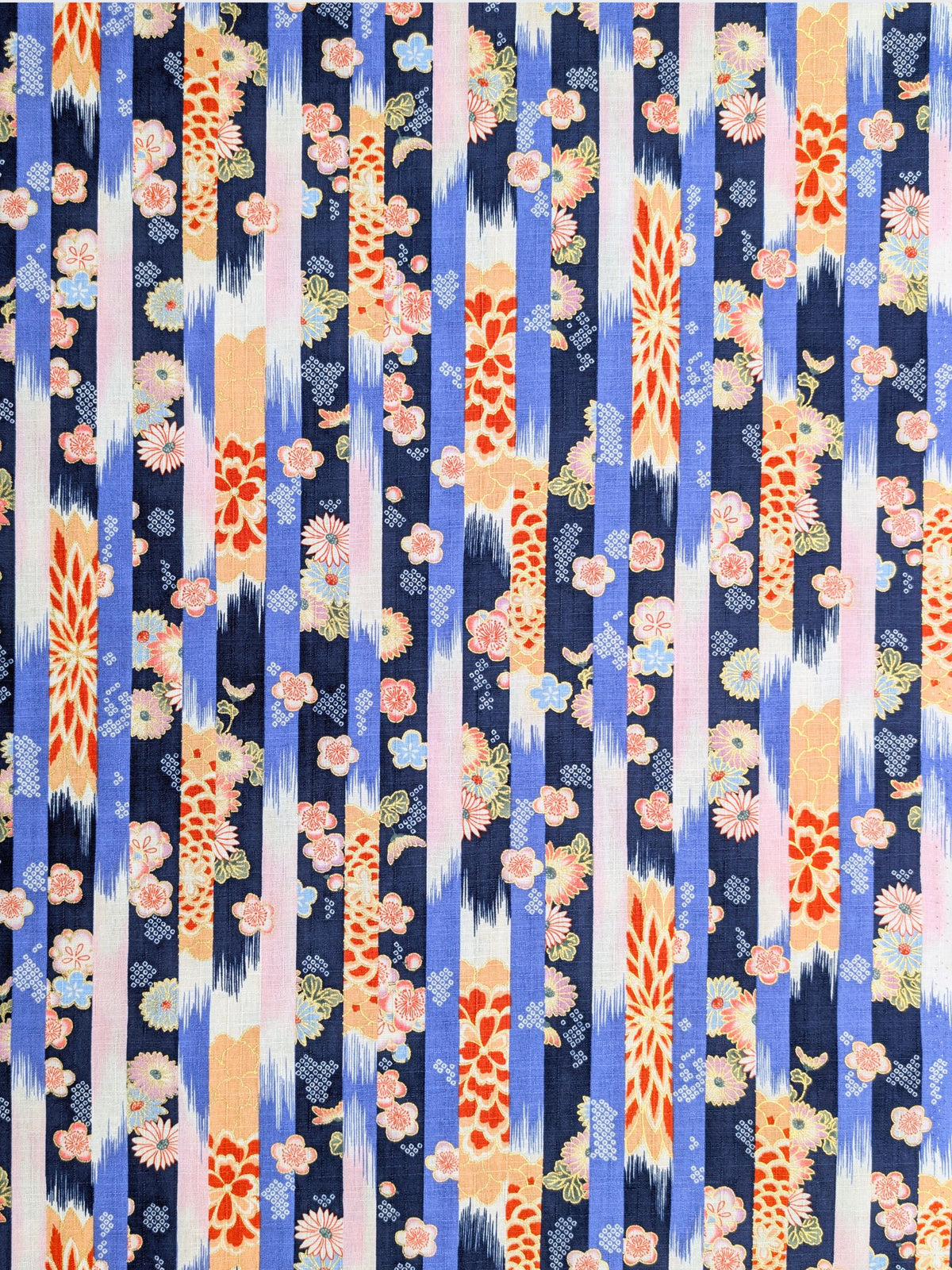 Hokkoh - Golden Wagara Stripe Cotton Dobby Fabric - Blue
