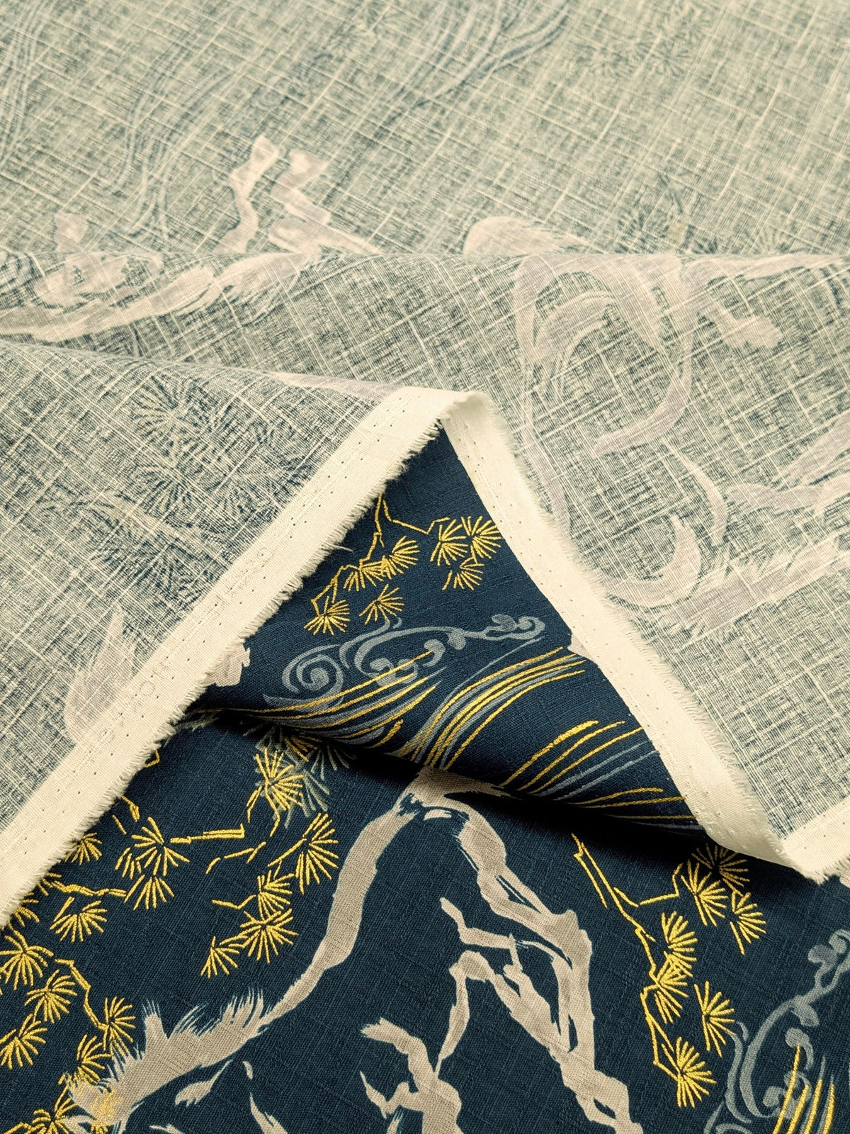 Hokkoh - Traditional Horses Cotton Dobby Fabric - Teal