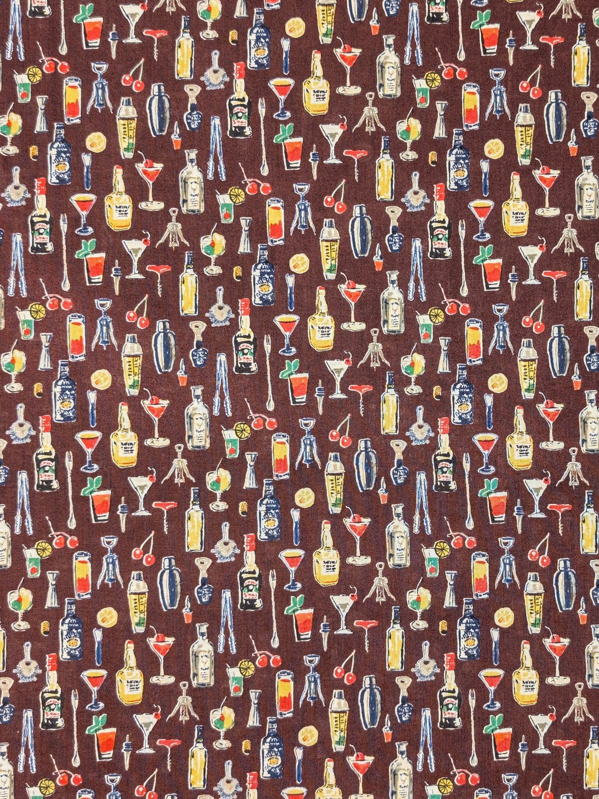 Hokkoh - Vintage Bar Cotton Lawn Fabric - Burgundy
