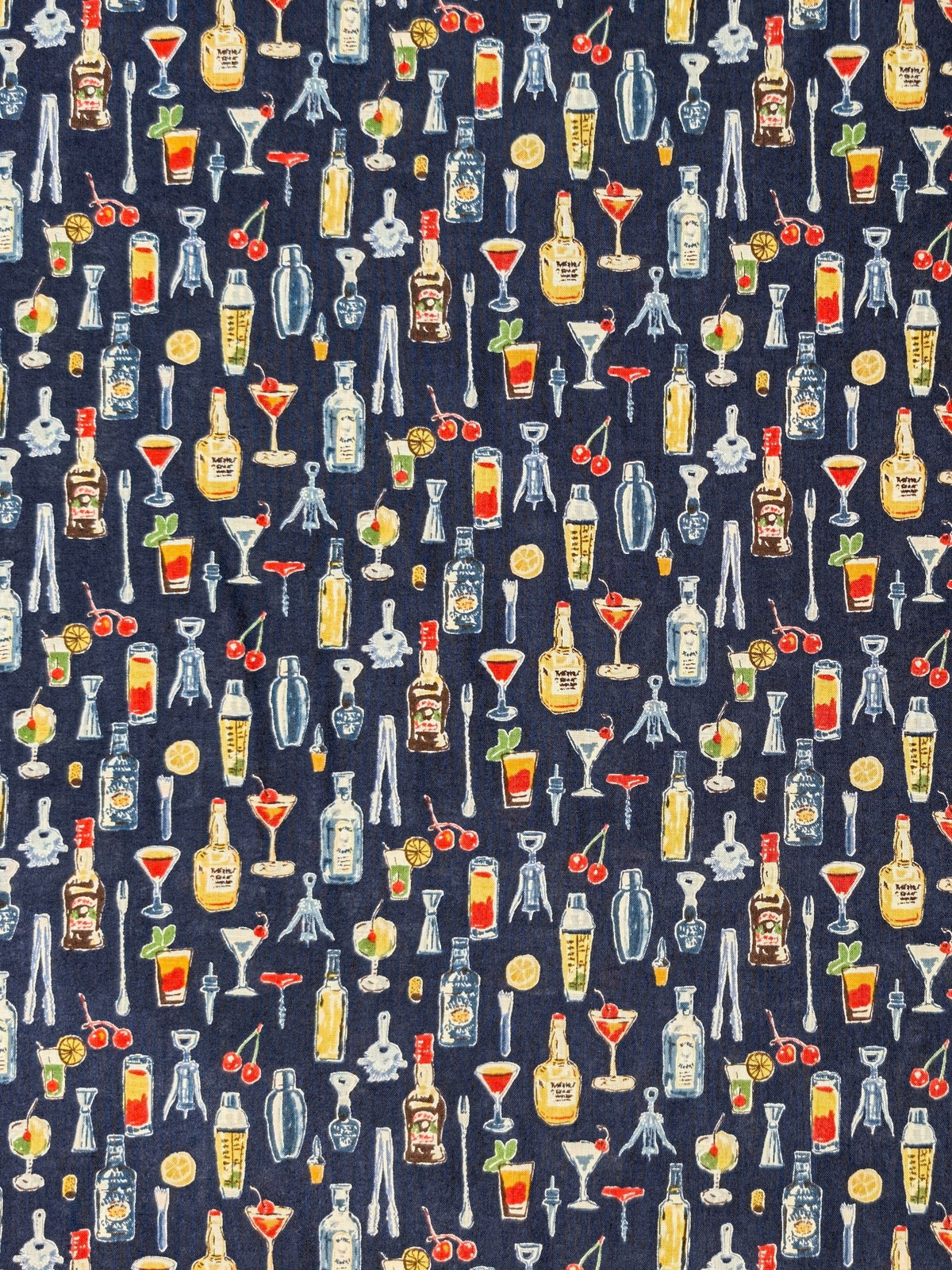 Hokkoh - Vintage Bar Cotton Lawn Fabric - Navy Blue