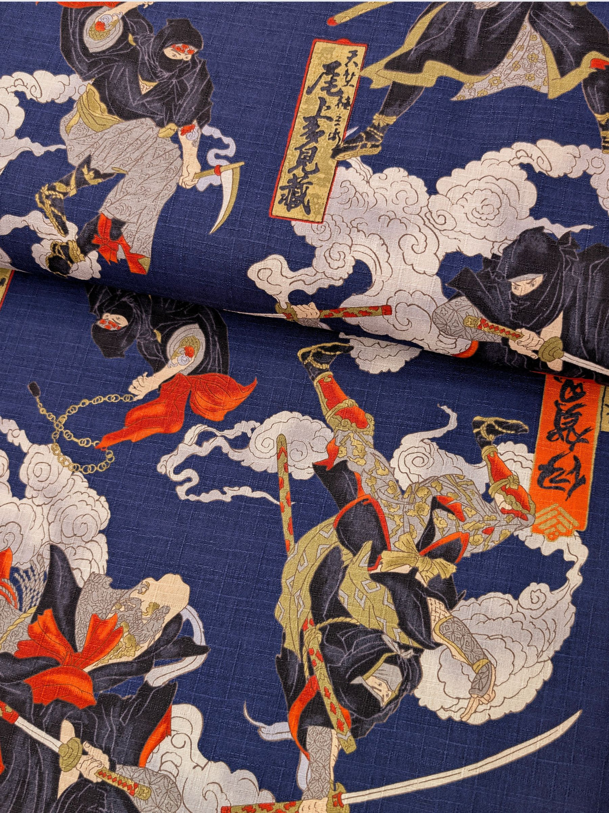 Hokkoh - Traditional Shinobi Cotton Dobby Fabric - Blue