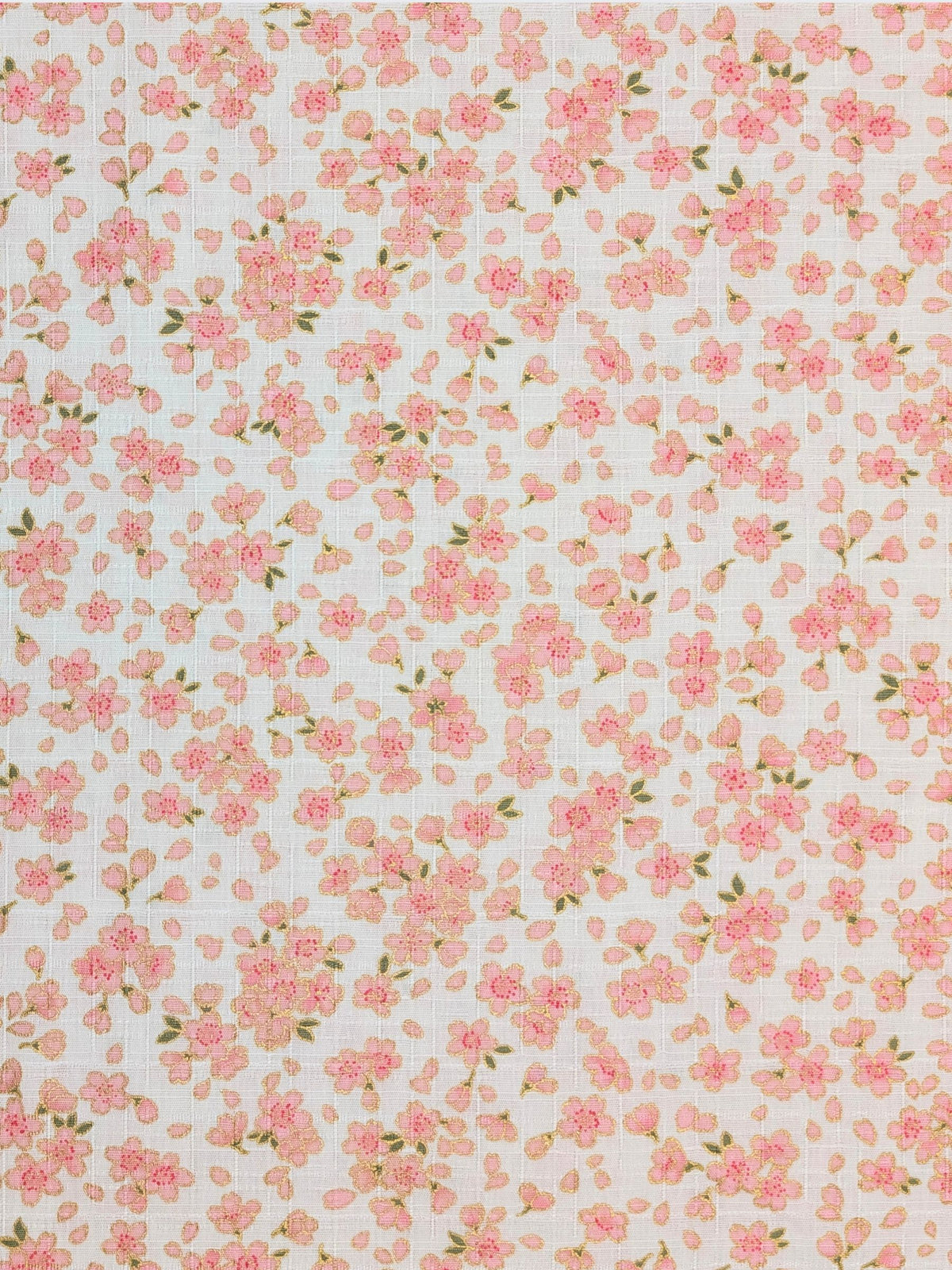 Hokkoh - Tiny Golden Cherry Blossoms Cotton Dobby Fabric - White