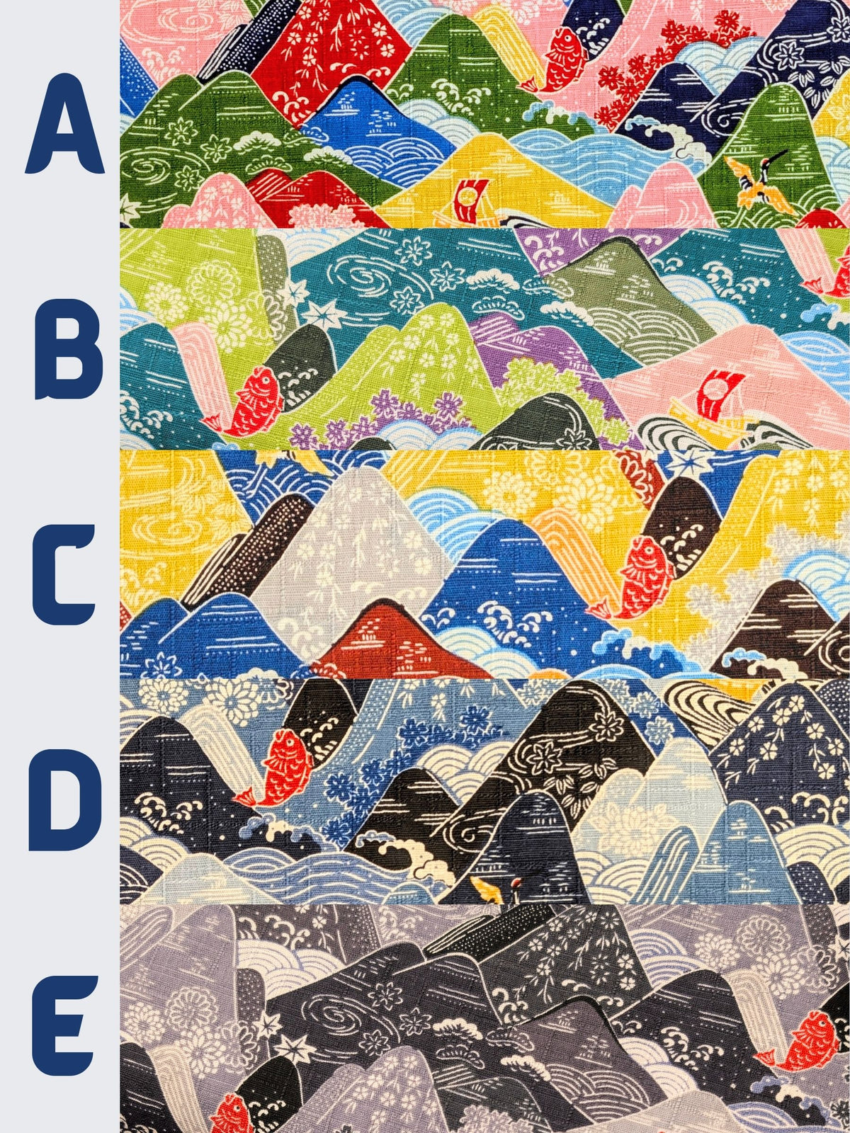 Hokkoh - Colorful Mountains Cotton Dobby Fabric - Green & Blue