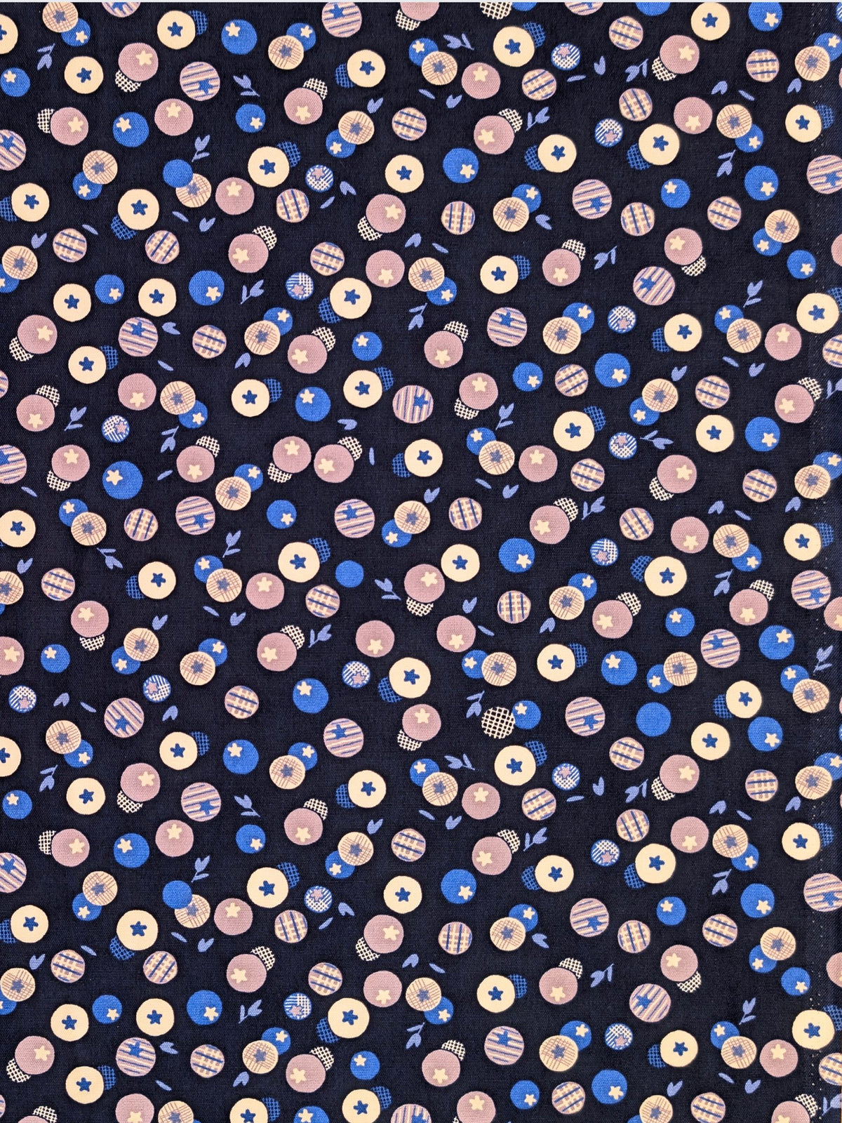 Koizumi - Summer Blueberries Cotton Oxford Fabric - Navy Blue
