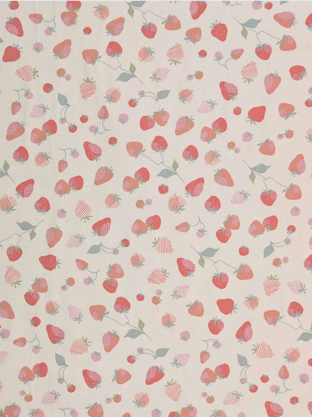 Koizumi - Summer Strawberries Cotton Oxford Fabric - Beige