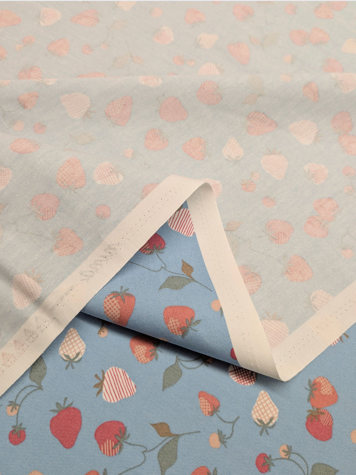 Koizumi - Summer Strawberries Cotton Oxford Fabric - Blue