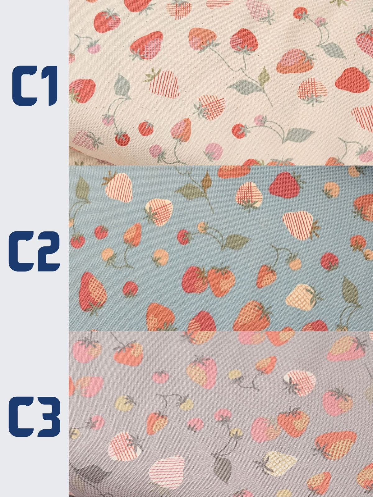 Koizumi - Summer Strawberries Cotton Oxford Fabric - Beige
