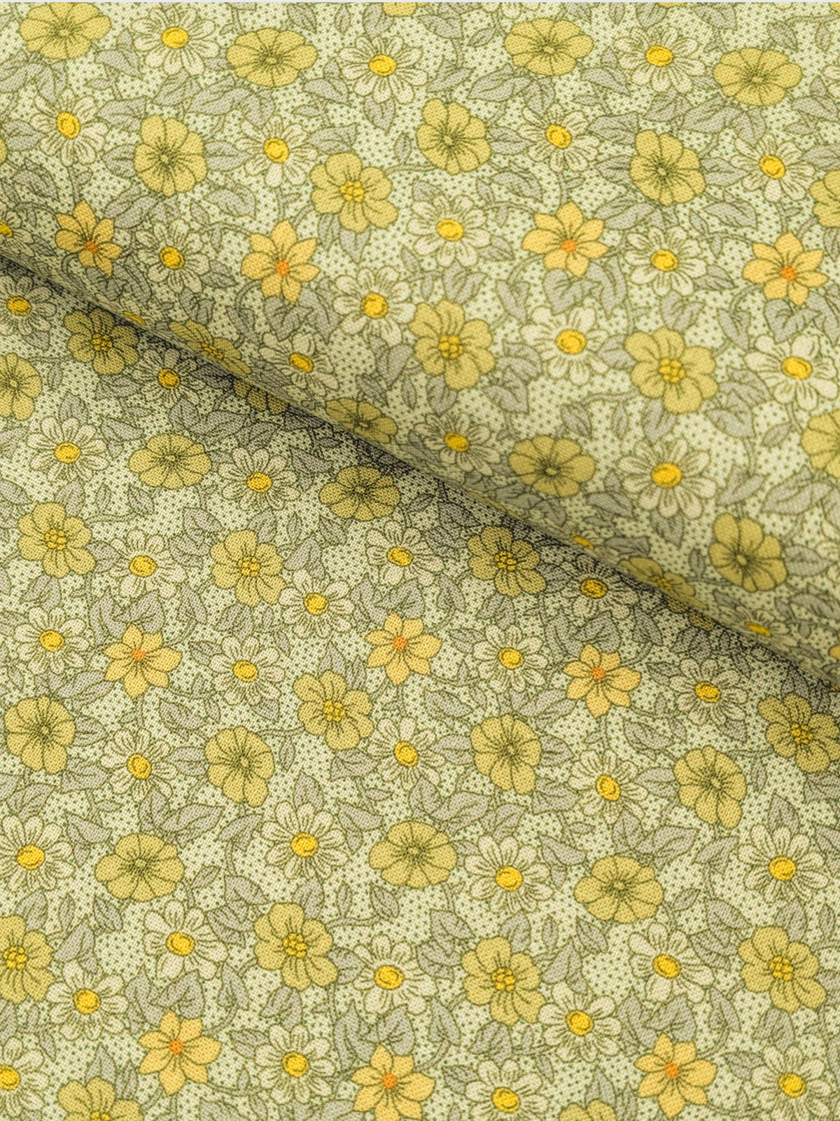 Textile Pantry - Tiny Flowers & Dots Cotton Sheeting Fabric - Green REMNANT