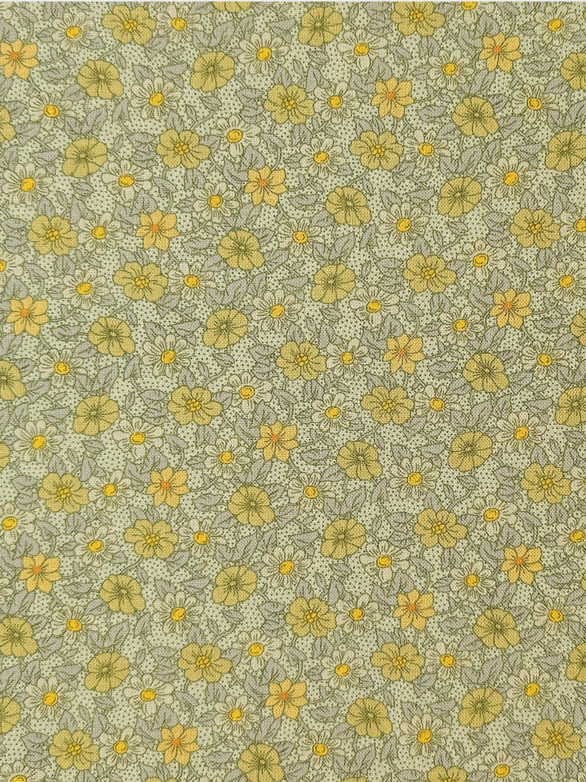 Textile Pantry - Tiny Flowers & Dots Cotton Sheeting Fabric - Green REMNANT
