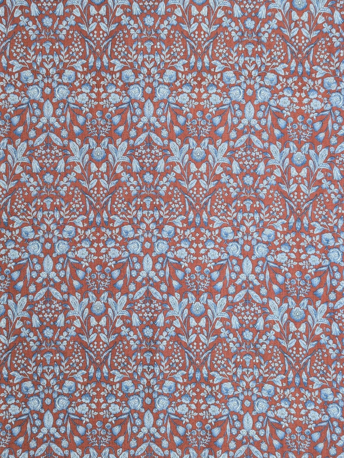 Hokkoh - Mirrored Two-Tone Flowers Cotton Lawn Fabric - Red & Blue