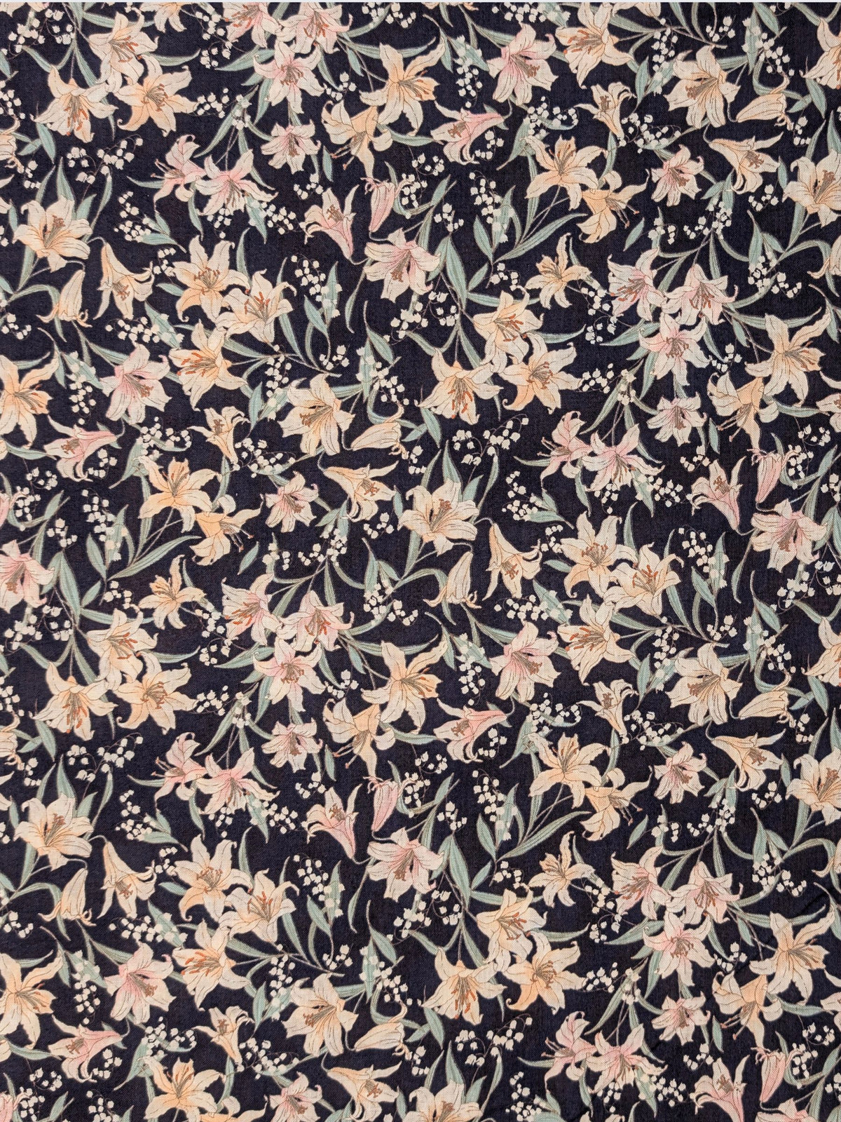 Sevenberry - Flowing Lillies Cotton Shirting Fabric - Navy Blue