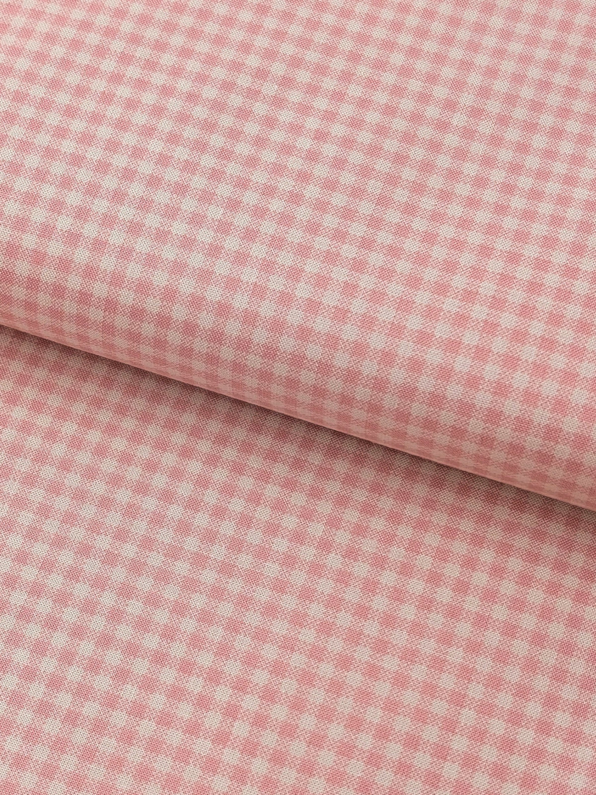 Yuwa - Small Scale Printed Gingham Shirting Cotton Fabric - Pink