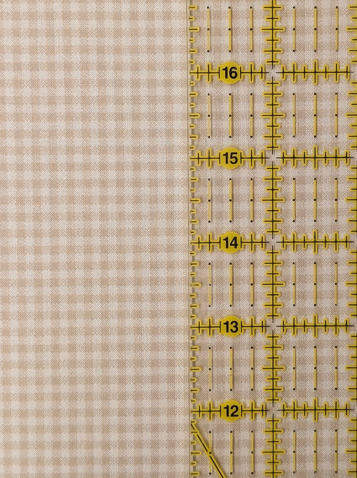 Yuwa - Small Scale Printed Gingham Shirting Cotton Fabric - Beige