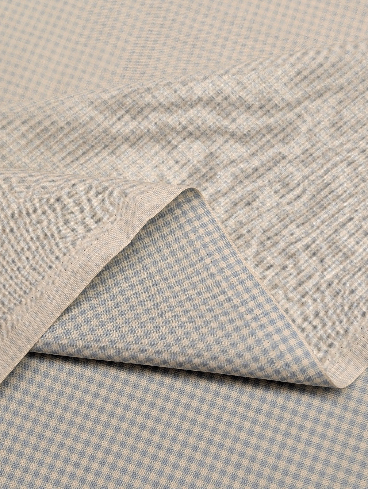 Yuwa - Small Scale Printed Gingham Shirting Cotton Fabric - Blue