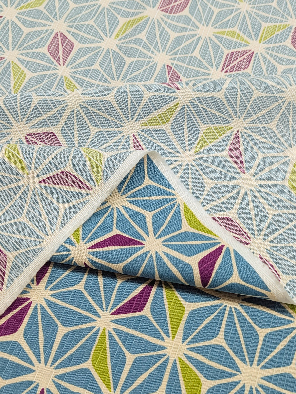 Sevenberry - Asanoha Cotton Shantung Japanese Fabric - White & Blue