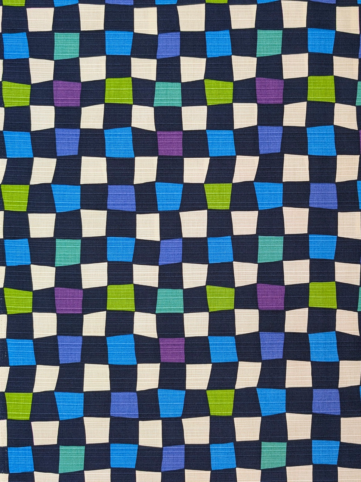 Sevenberry - Checkerboard Cotton Shantung Japanese Fabric - Beige & Blue