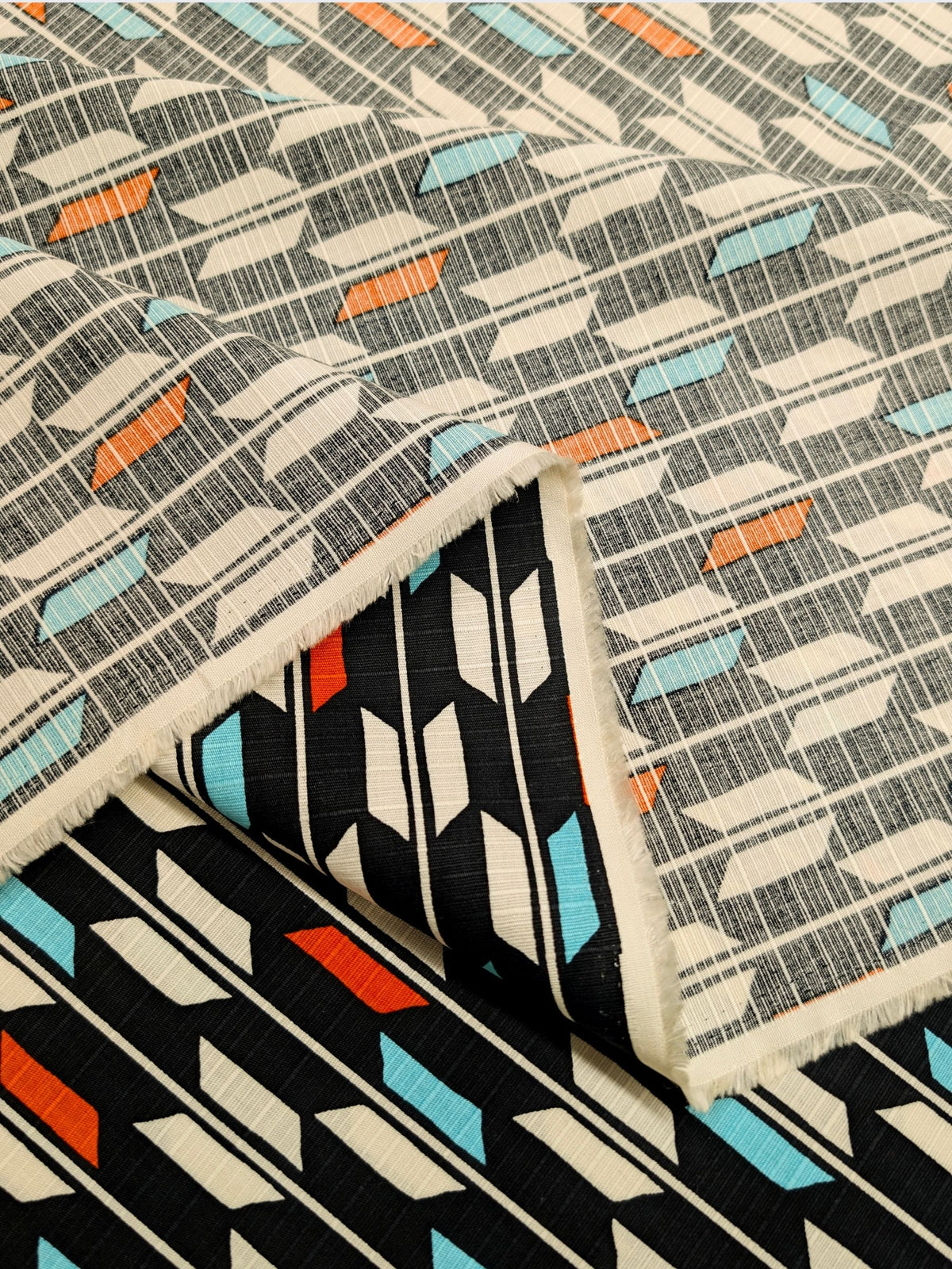 Sevenberry - Arrow Cotton Shantung Fabric - Black & White