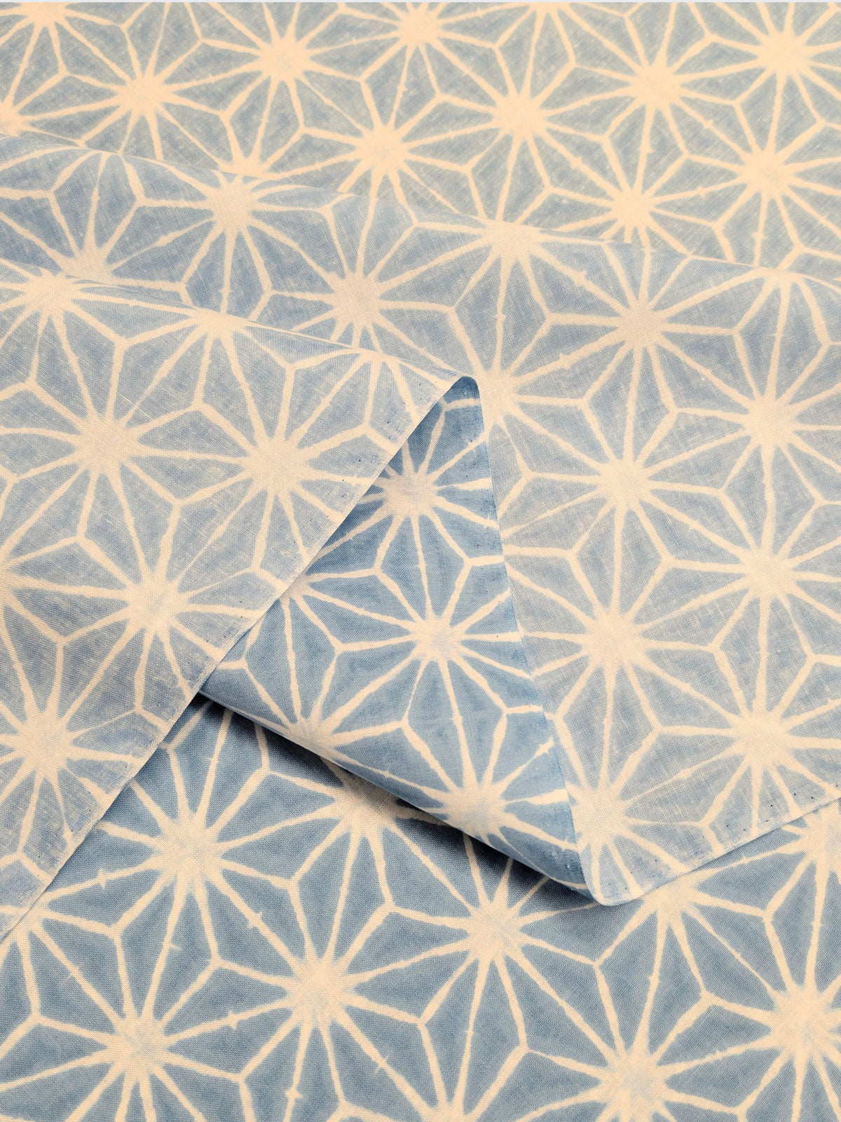 Sevenberry - Asanoha Shibori Printed Cotton Sheeting Fabric - Light Blue & White