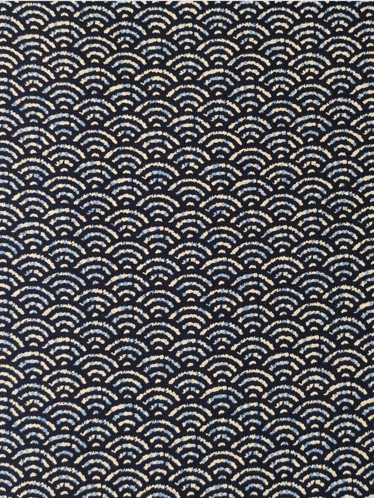 Sevenberry - Waves Printed Shibori-Style Collection Cotton Sheeting Fabric - Medium Blue