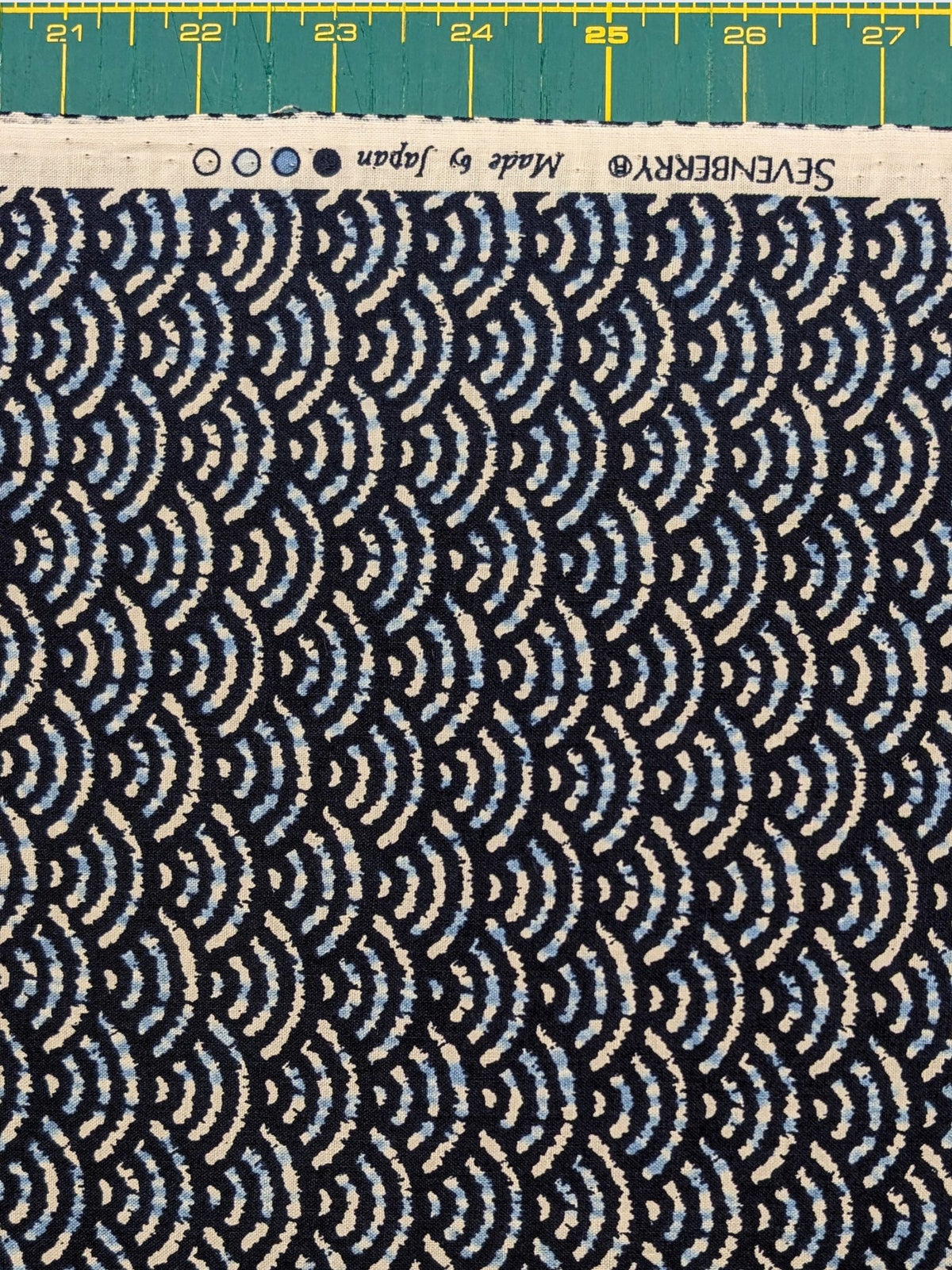 Sevenberry - Waves Printed Shibori-Style Collection Cotton Sheeting Fabric - Medium Blue