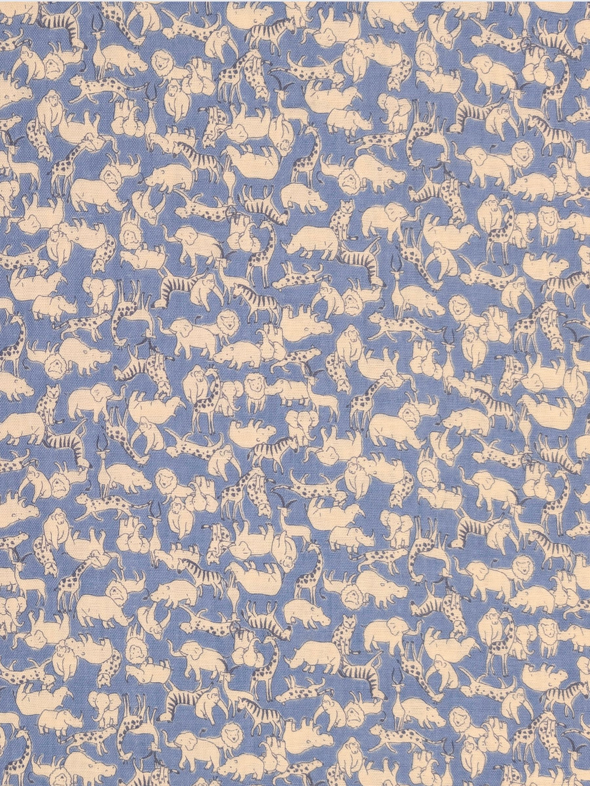 Sevenberry - Tiny African Animals Cotton Double Gauze Fabric - Blue