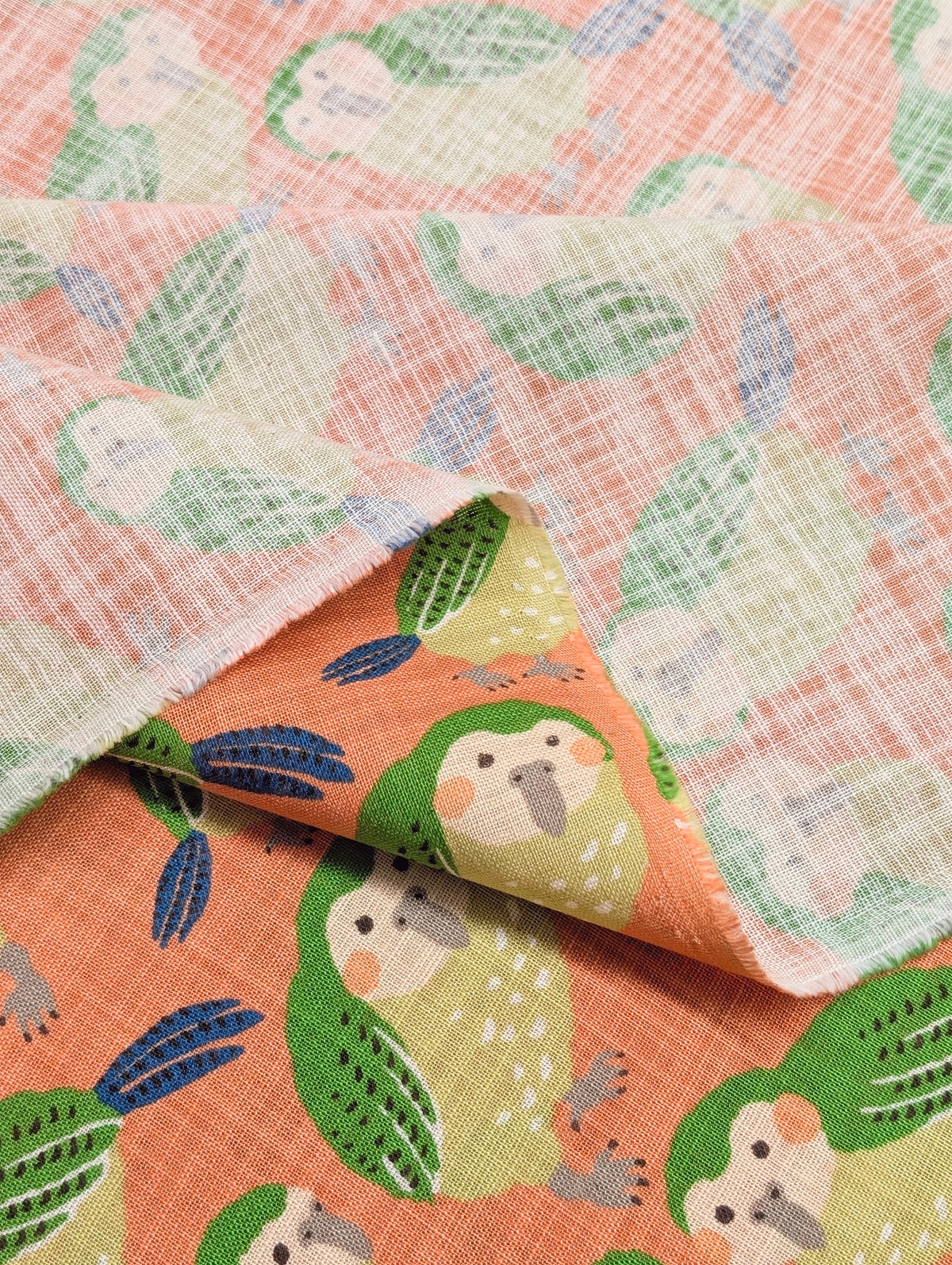Sevenberry - Green Parrot Cotton Rustic Weave