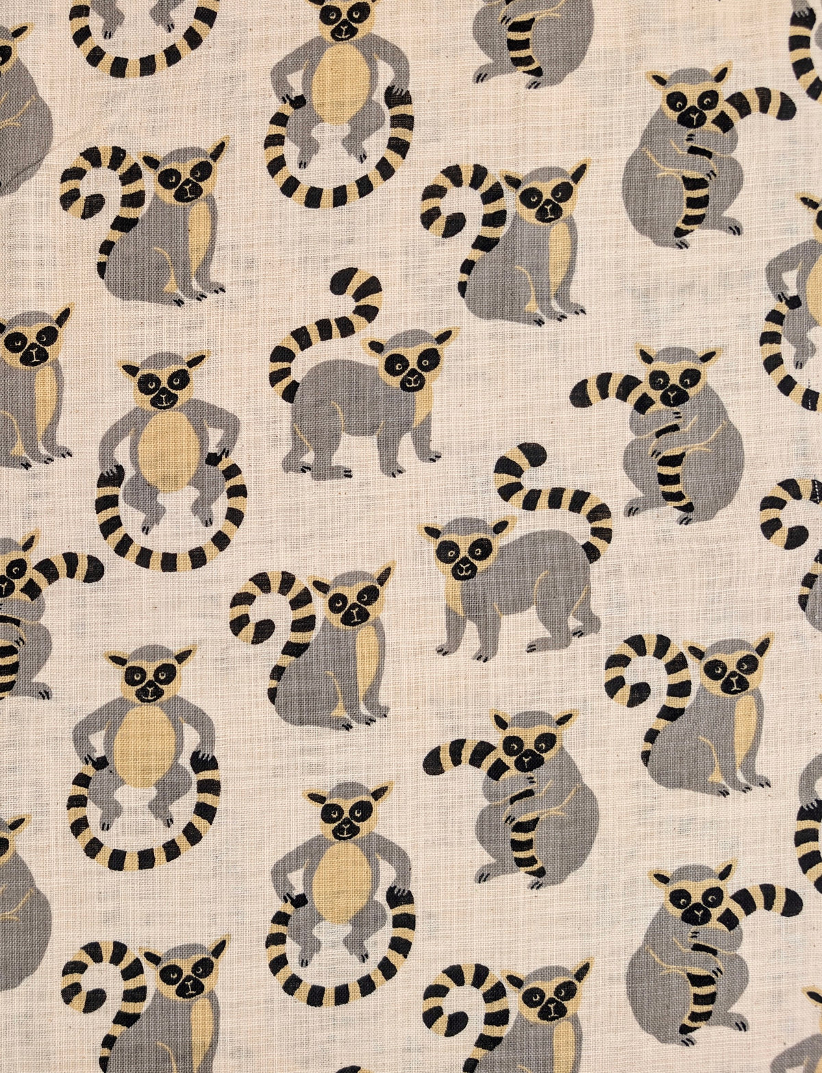 Sevenberry - Leaping Lemurs Cotton Rustic Weave - Off-White