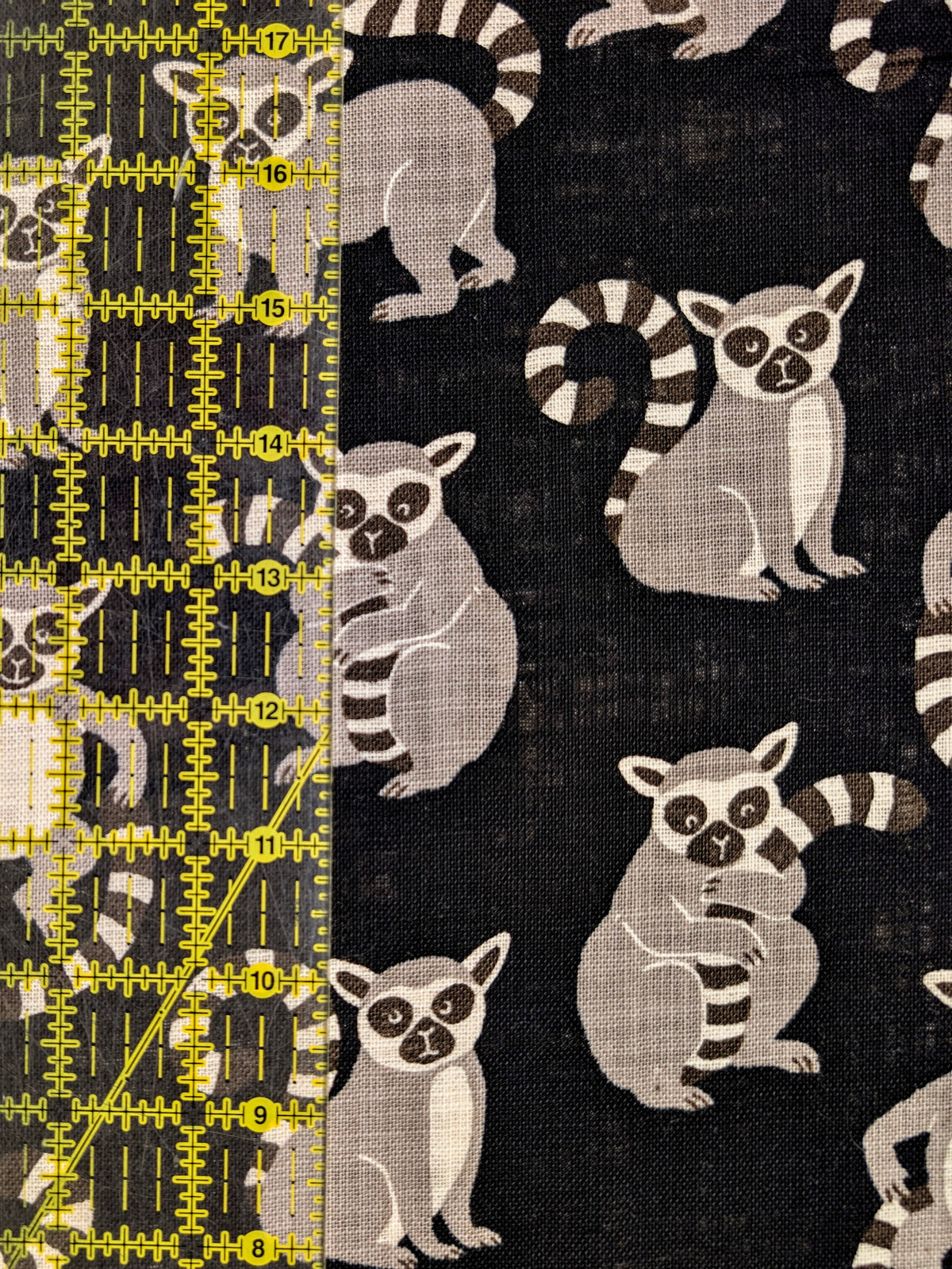 Sevenberry - Leaping Lemurs Cotton Rustic Weave - Black