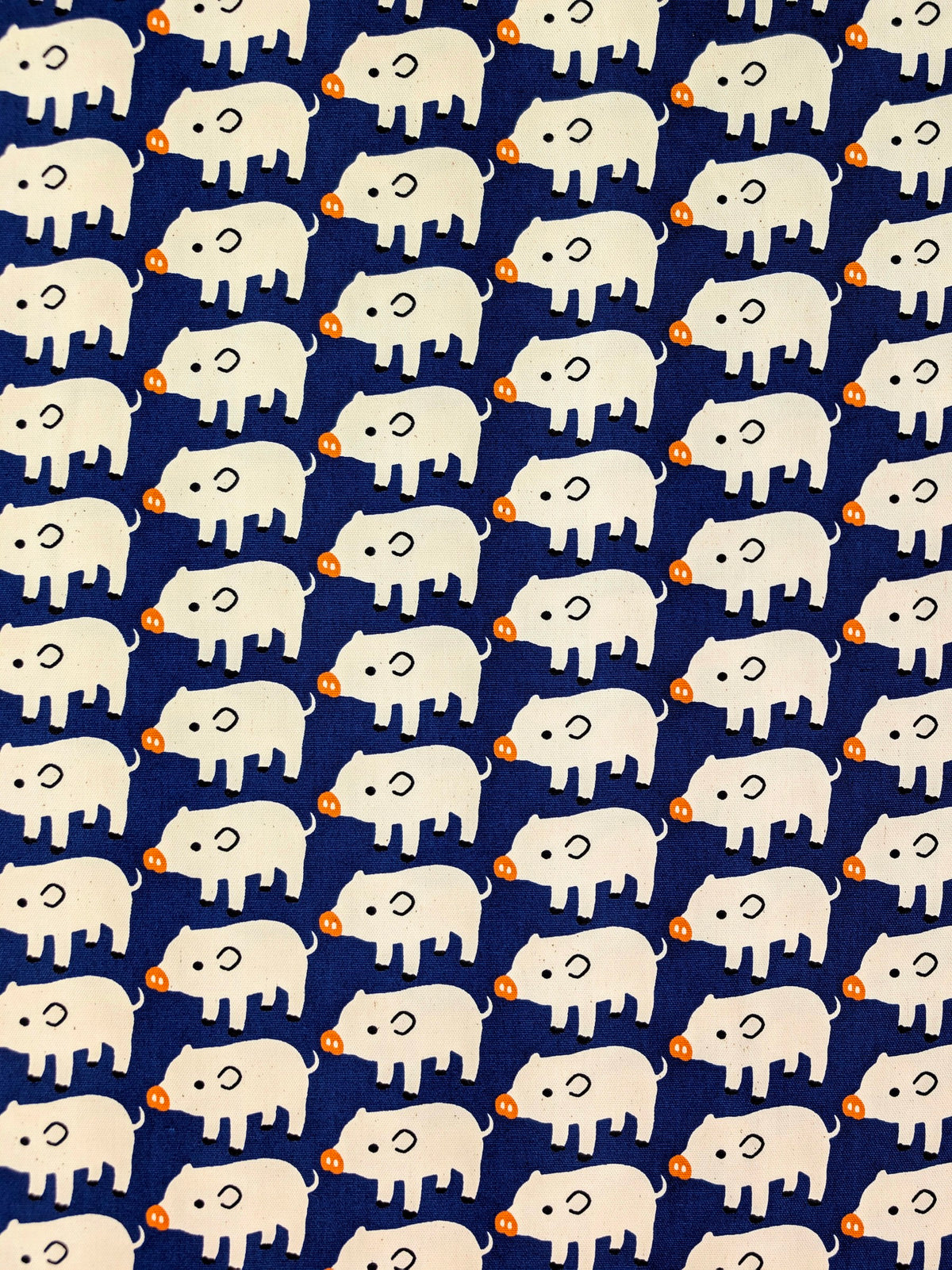 Sevenberry - Wee Piggies Oxford Canvas Cotton Fabric - Navy Blue