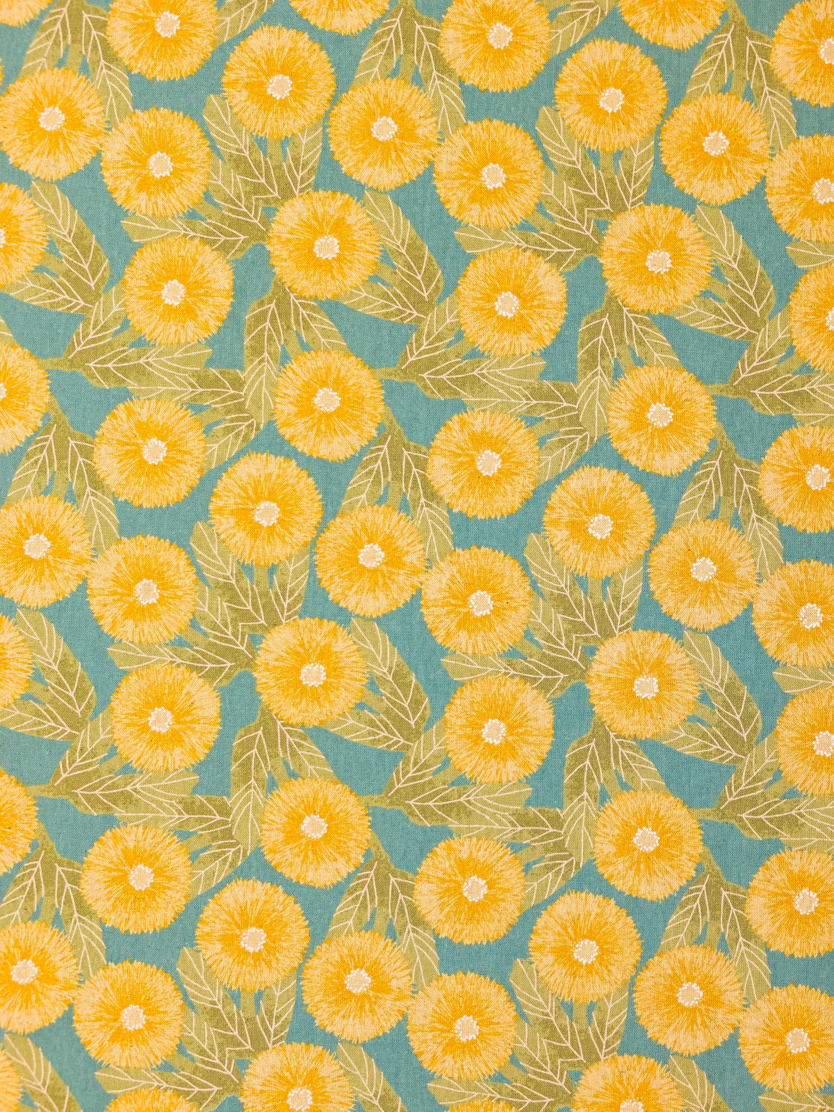 Sevenberry - Tyrolean Daisies Light Cotton Linen Canvas Fabric - Yellow & Teal